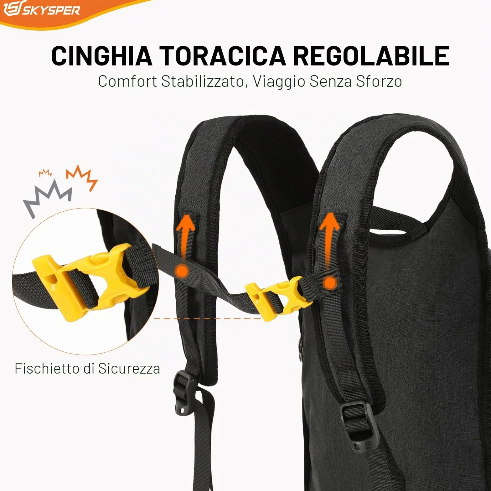 SKYSPER Zaino Pieghevole Leggero 15L Escursione Cinturino Pettorale Ripiegabile da Viaggio Uomo Donna
