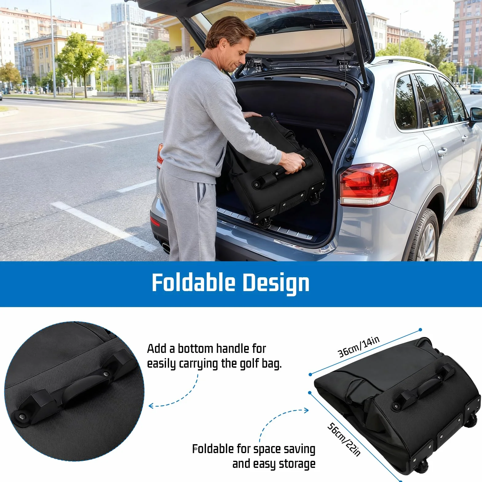Valigia da Golf in Tessuto Oxford 900D Impermeabile Custodia da Viaggio con Ruote