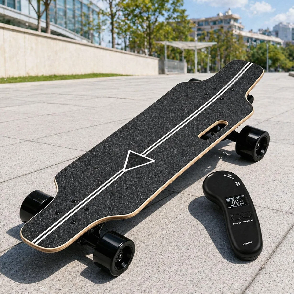 Skateboard Elettrico, Longboard Elettrico Con Telecomando Led Migliorato – Velocità Massima 25 O 50 Km/H, Controllo A 4 Velocità, Capacità 330 Lbs, Per Adulti E Adolescenti Single-Drive-15km