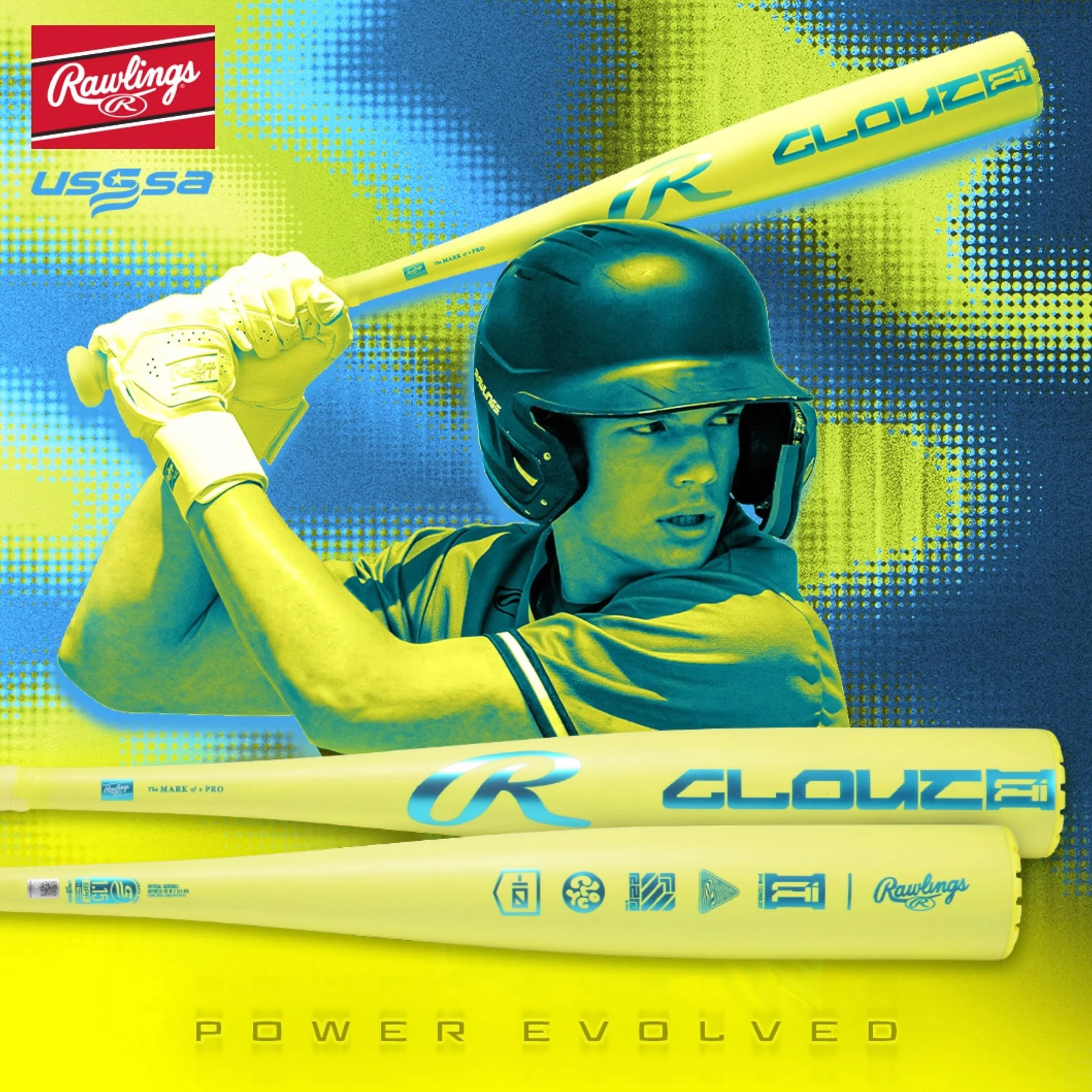 Rawlings 2026 Clout Ai Mazza da Baseball USSSA -8/-10 Drop 2 3/4" Barrel Lega 1 Pezzo