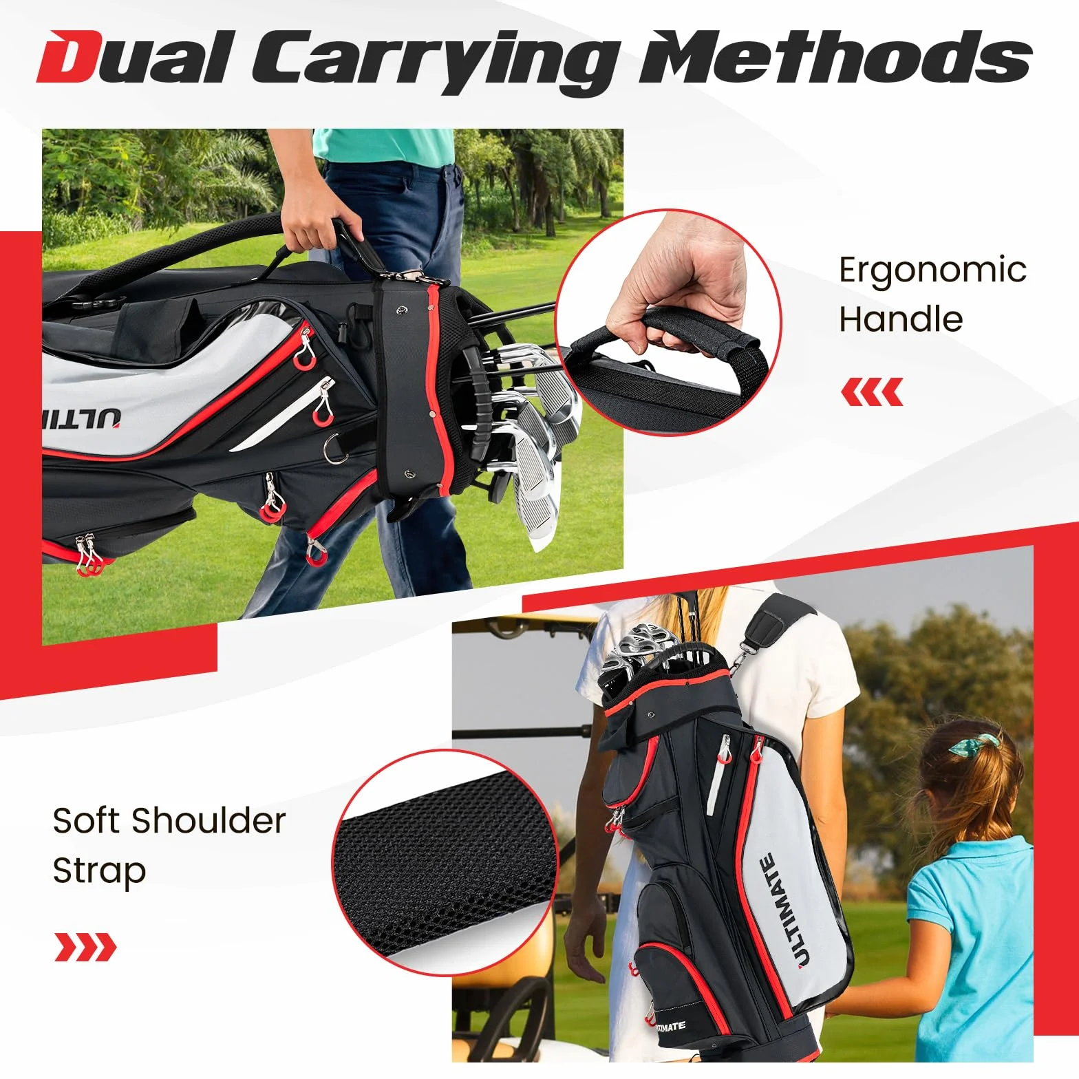 LIFEZEAL Borsa da Golf con 14 Divisori, 8 Tasche e Copertura Antipioggia