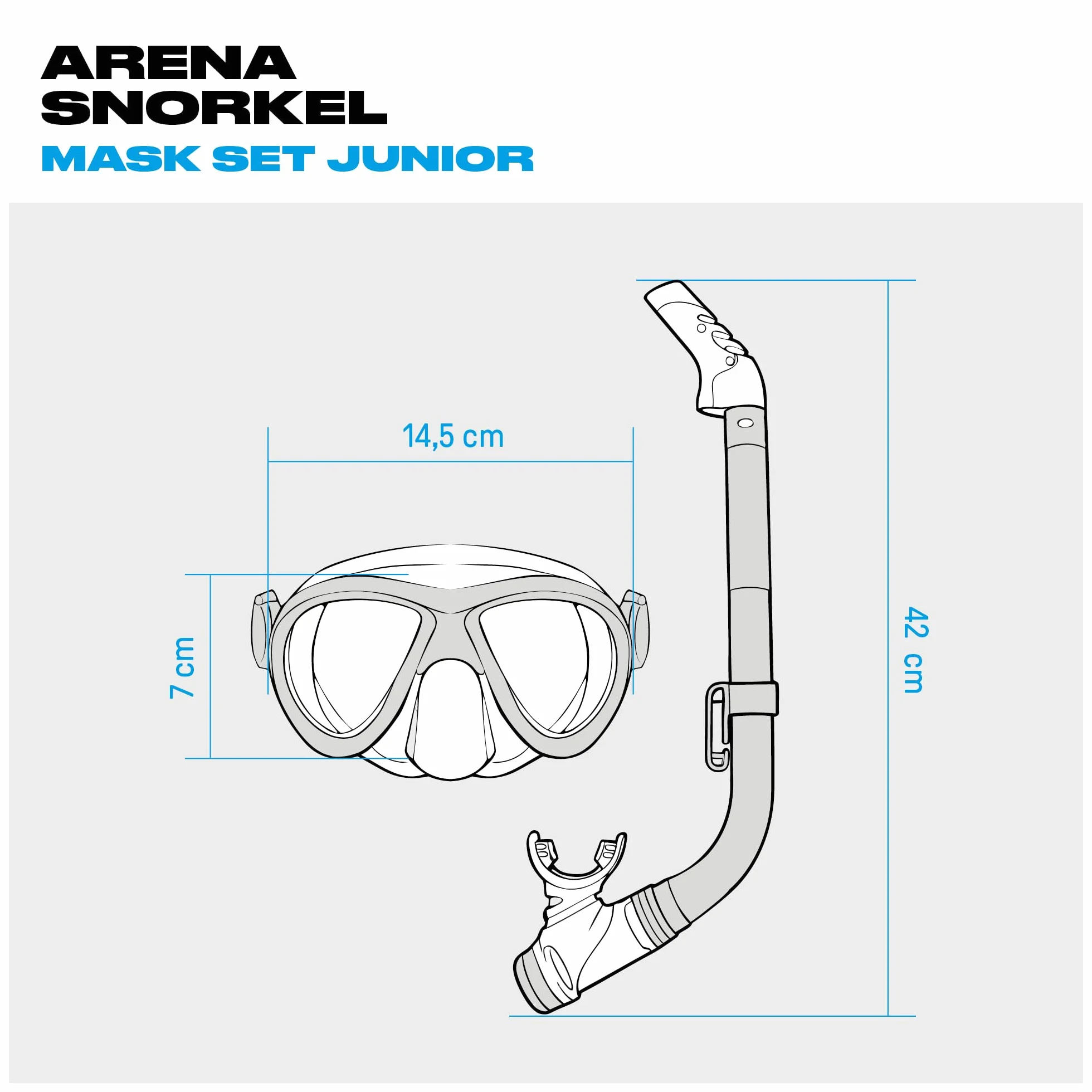 Arena Set Maschera e Boccaglio Bambini Snorkeling con Tecnologia Anti-Infiltrazione, Silicone Ipoallergenico