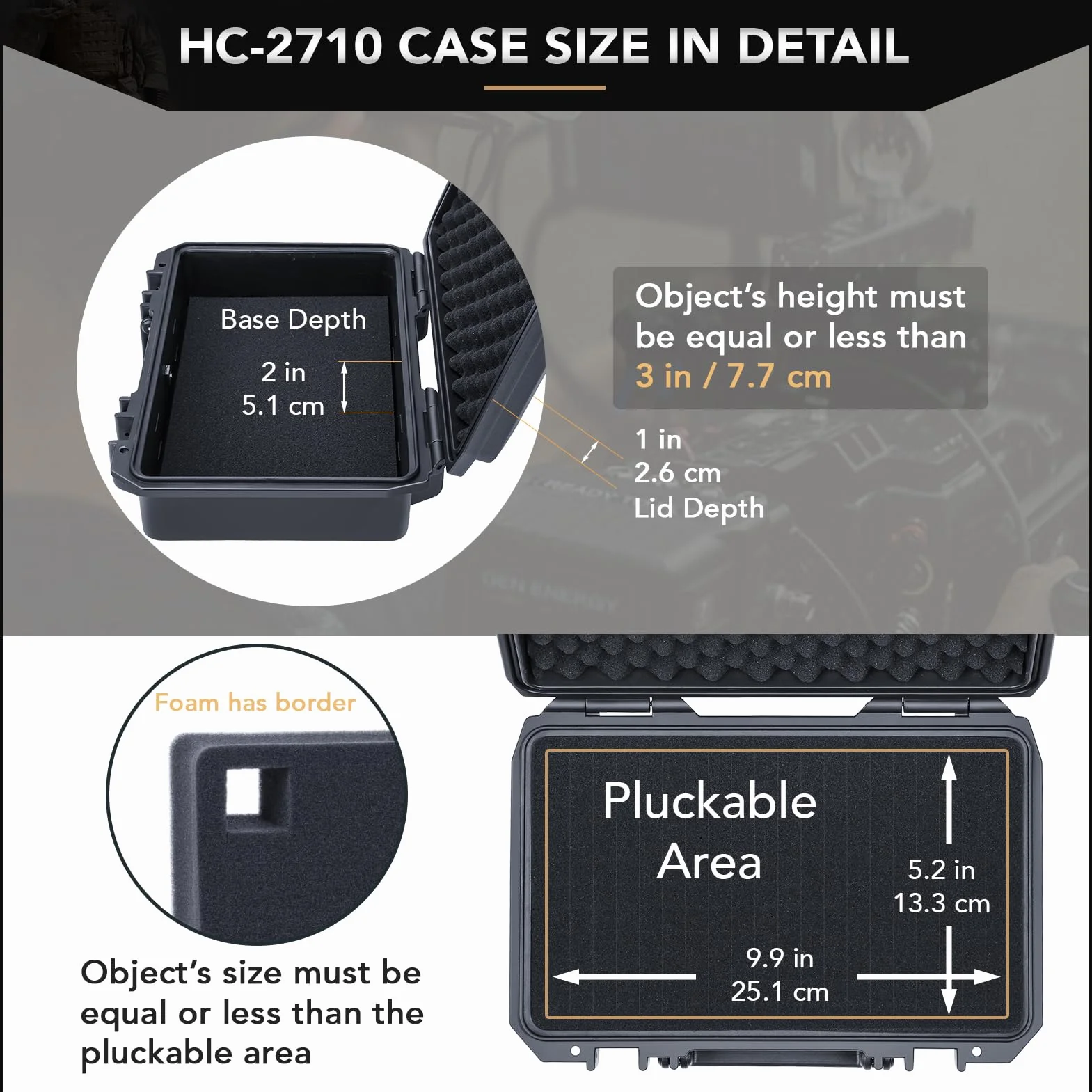 Lykus HC-2710 Custodia Valigia Case impermeabile con schiuma 27x16x8 cm per piccola elettronica