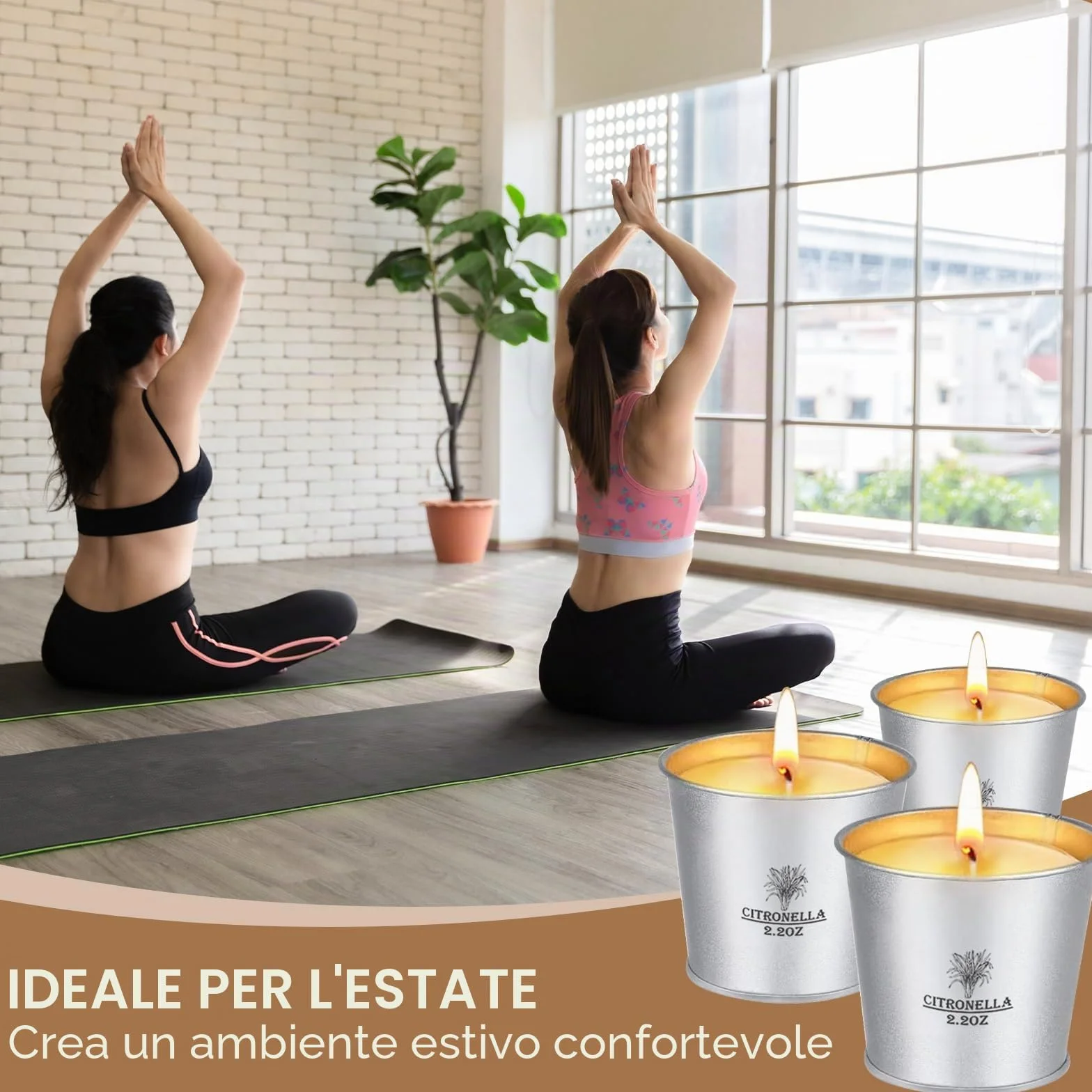 Candele Citronella Esterno Set 12x2.2oz Cera di Soia Naturale Oli di Citronella 120-180 Ore
