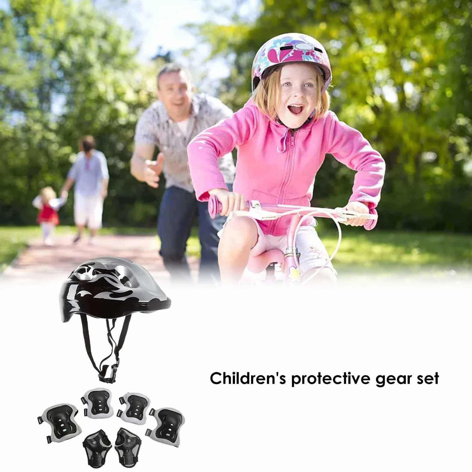 Ginocchiere per bambini con casco 7 pezzi equipaggiamento protettivo 3-10 anni per pattini skateboard bicicletta