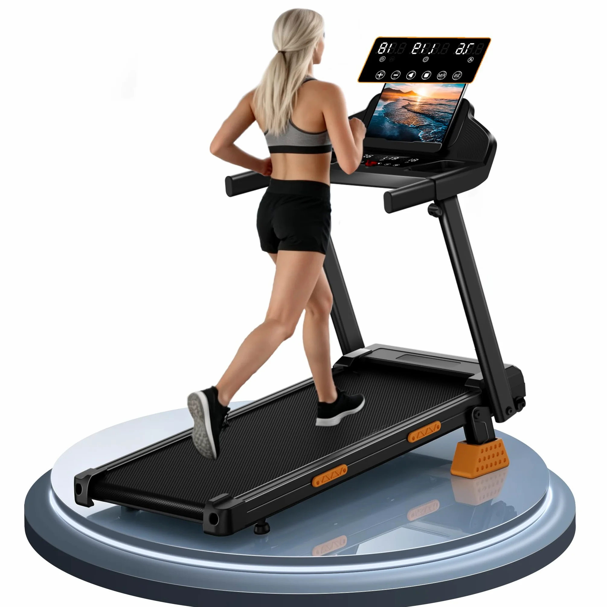 UMAY Tapis Roulant Salvaspazio con Inclinazione 15%, Tapis Roulant Elettrico 12KM/H, Tapirulan Pieghevole da Casa con Motore da 3.0 HP e Display LED, Carico Massimo 136KG