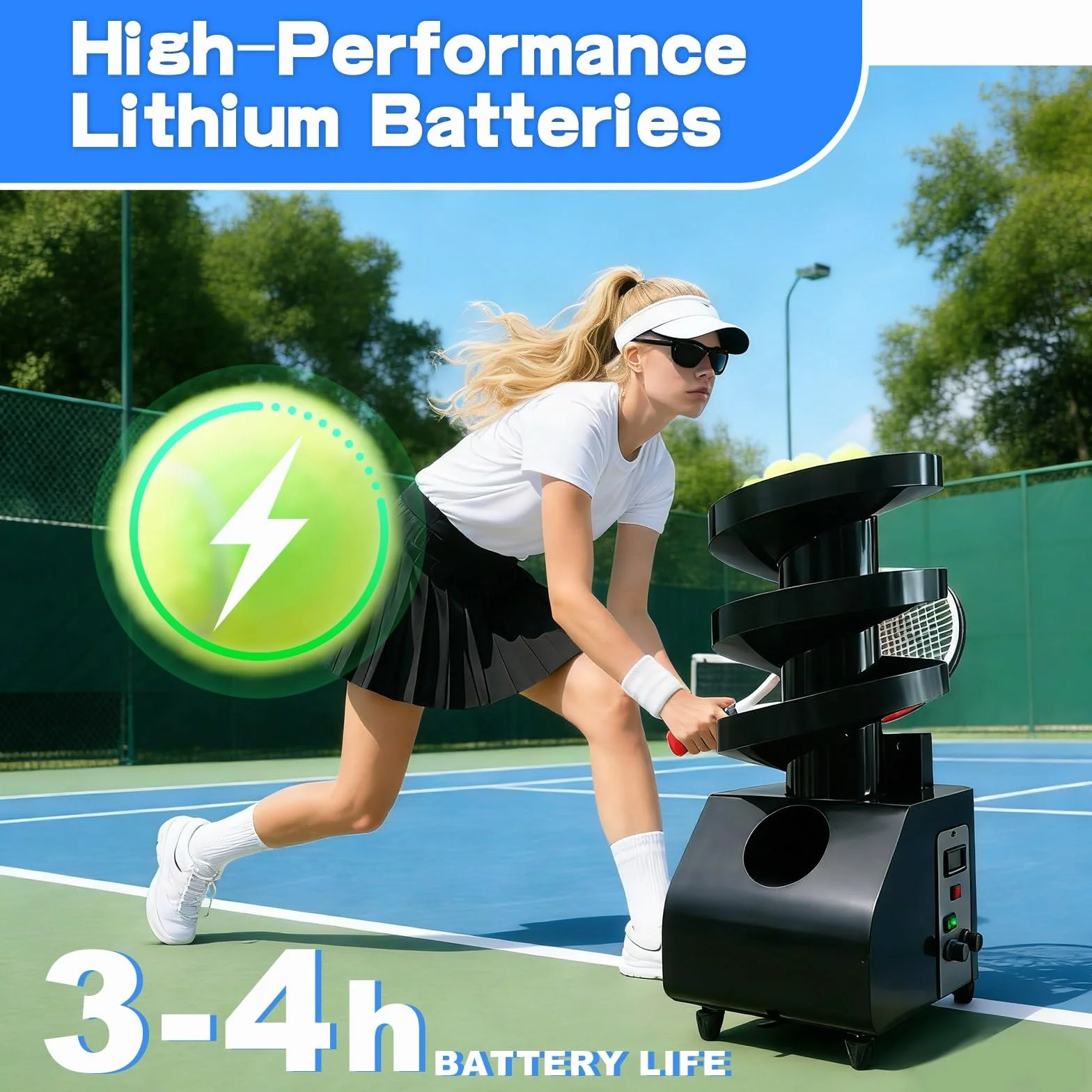 Macchina Tennis Portatile Lanciapalle Alimentazione Automatica Intervallo Regolabile