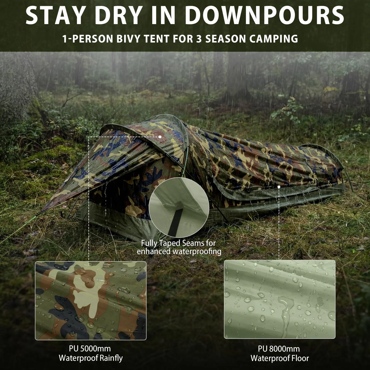 GEERTOP Tenda da campeggio ultraleggera impermeabile per 1 persona verde