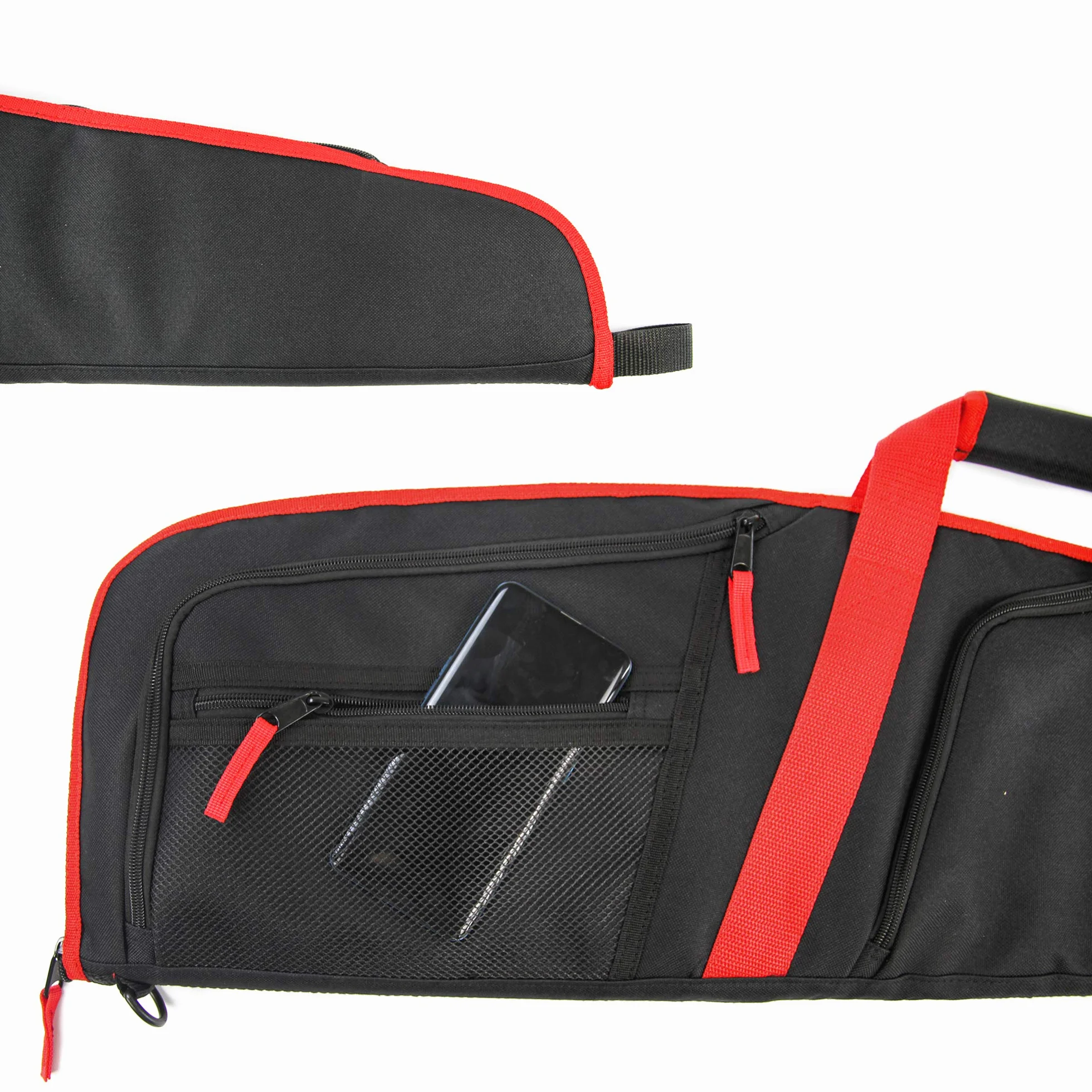 Custodia Morbida per Carabina Borsa da Trasporto di Fucile con Tracolla 125cm Nero Rosso