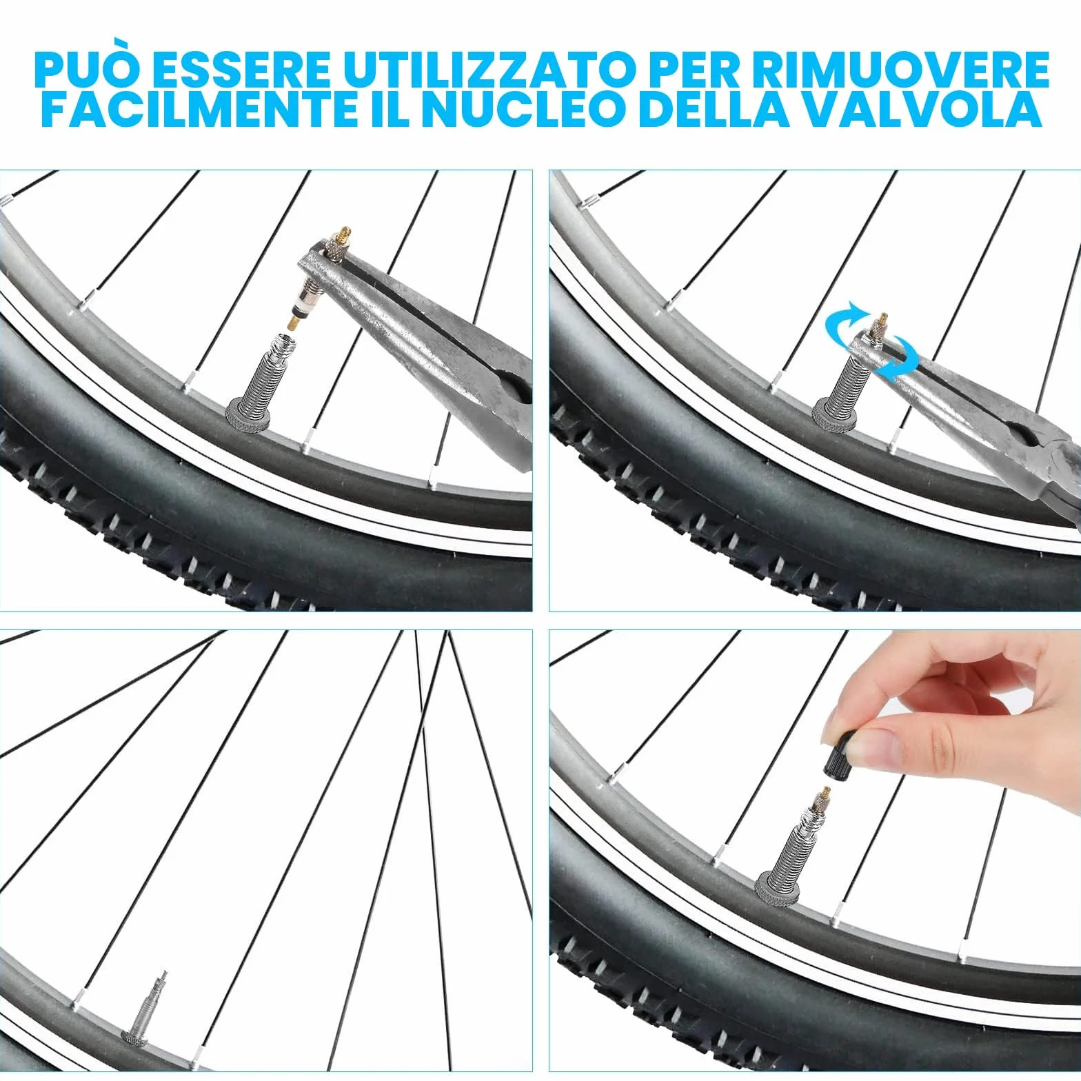 Flintronic Nucleo Valvola Bici 11 Pezzi Kit Sostituzione Valvola Presta Adattatore Bicicletta