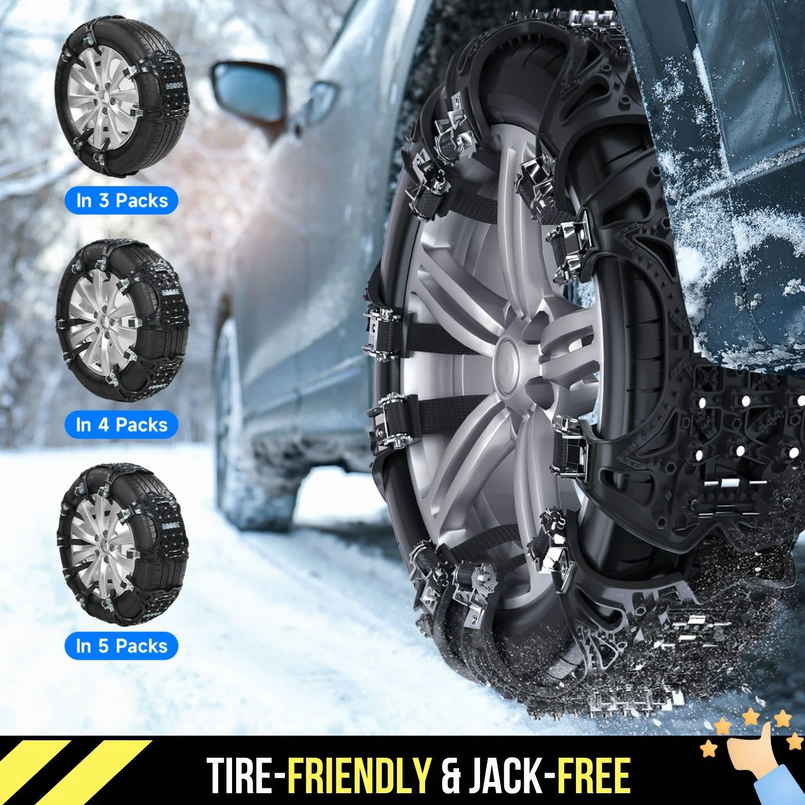 Catene da Neve Universali 6 Pezzi per Pneumatici 165-285 mm per PKW SUV LKW MPV ATV Installazione Rapida