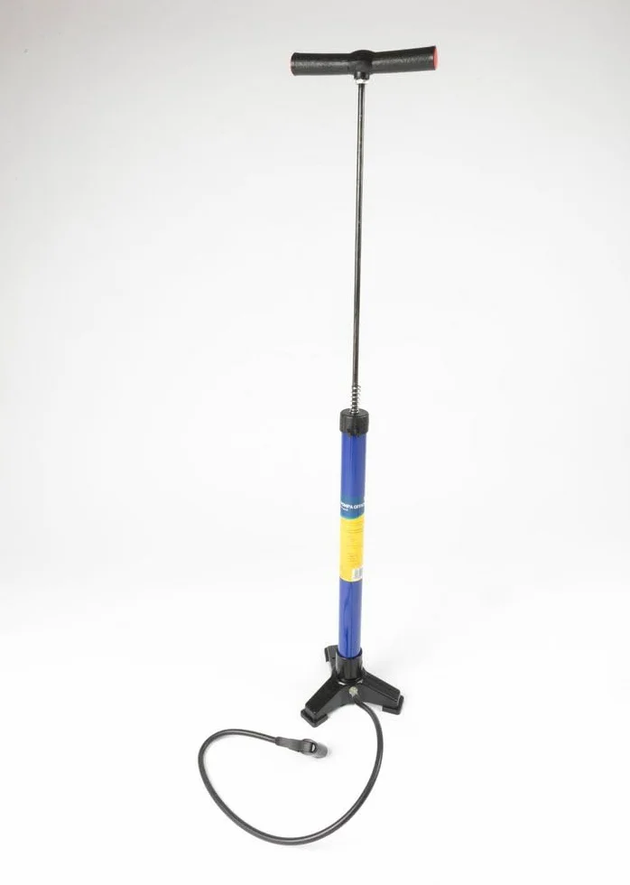 Pompa Officina A 3 Piedi Blu Bici Metallo Compatibile Valvole Presta Schrader Dunlop