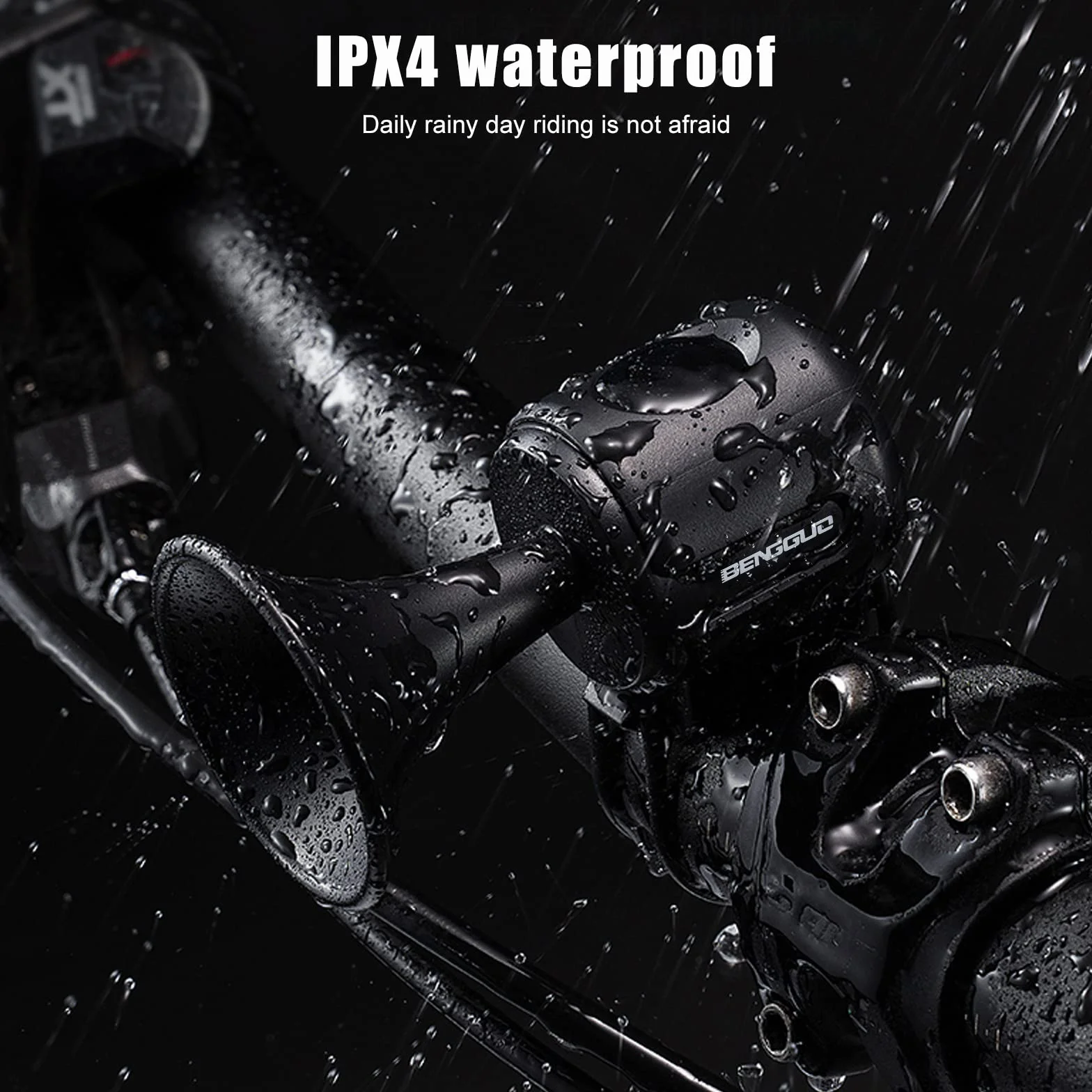 Campanello per Bicicletta 120 dB IPX4, Clacson Elettrico Impermeabile per Manubri 15-30 mm, Nero