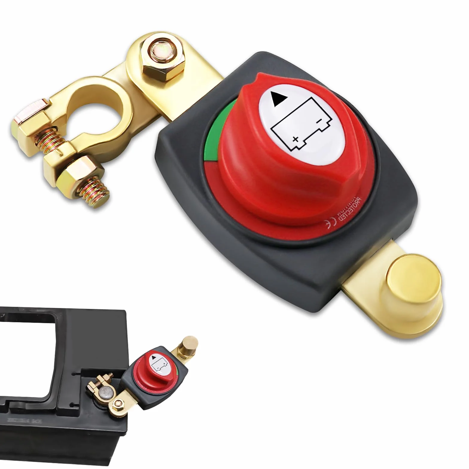 Stacca Batteria per Auto 12V/24V/48V, Regolabile 180° Interruttore di Separazione Della Batteria, Staccabatteria, per Auto, Moto, Camion, Veicoli, Barca