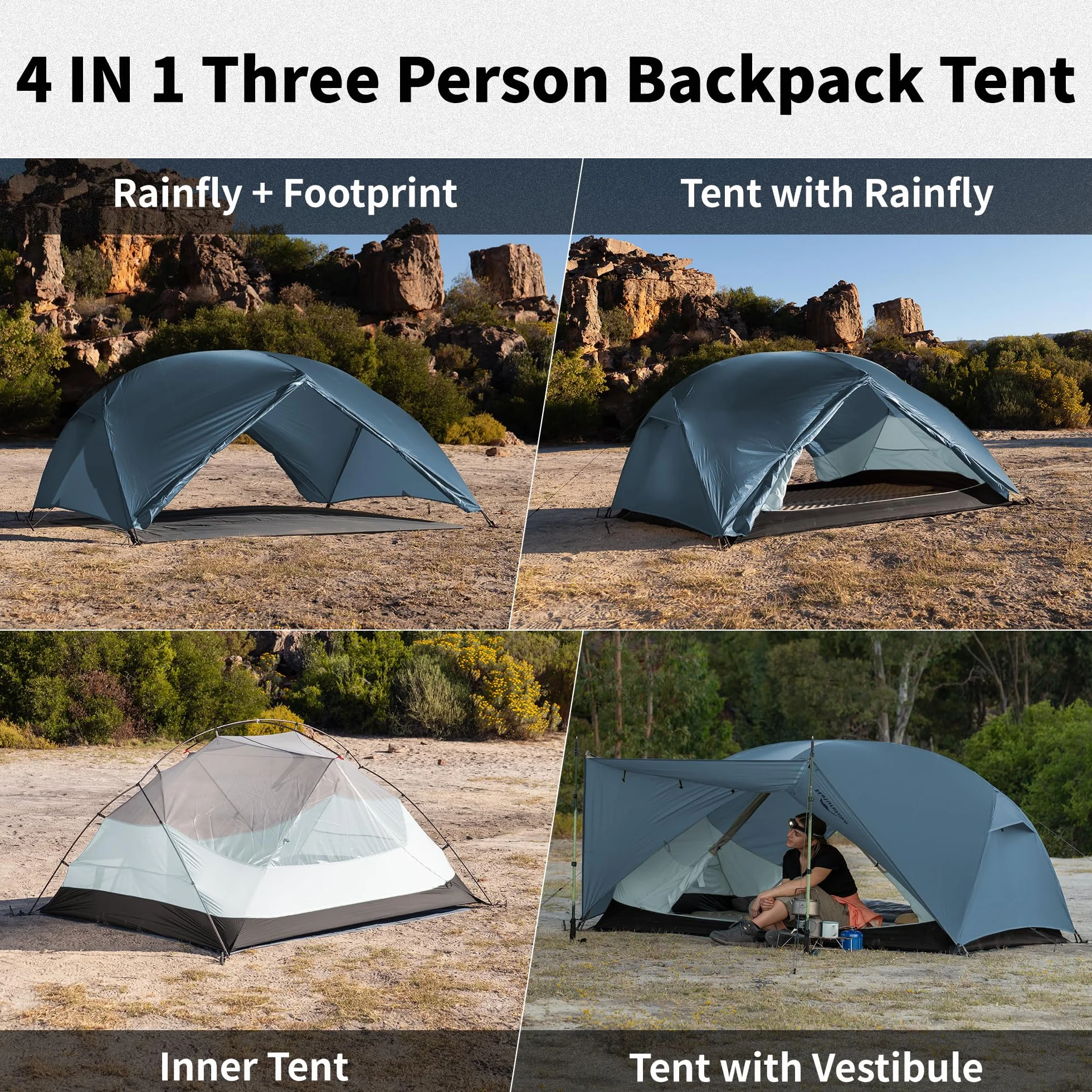 Naturehike Mongar Base Tenda da campeggio 2-3 persone ultraleggera impermeabile trekking