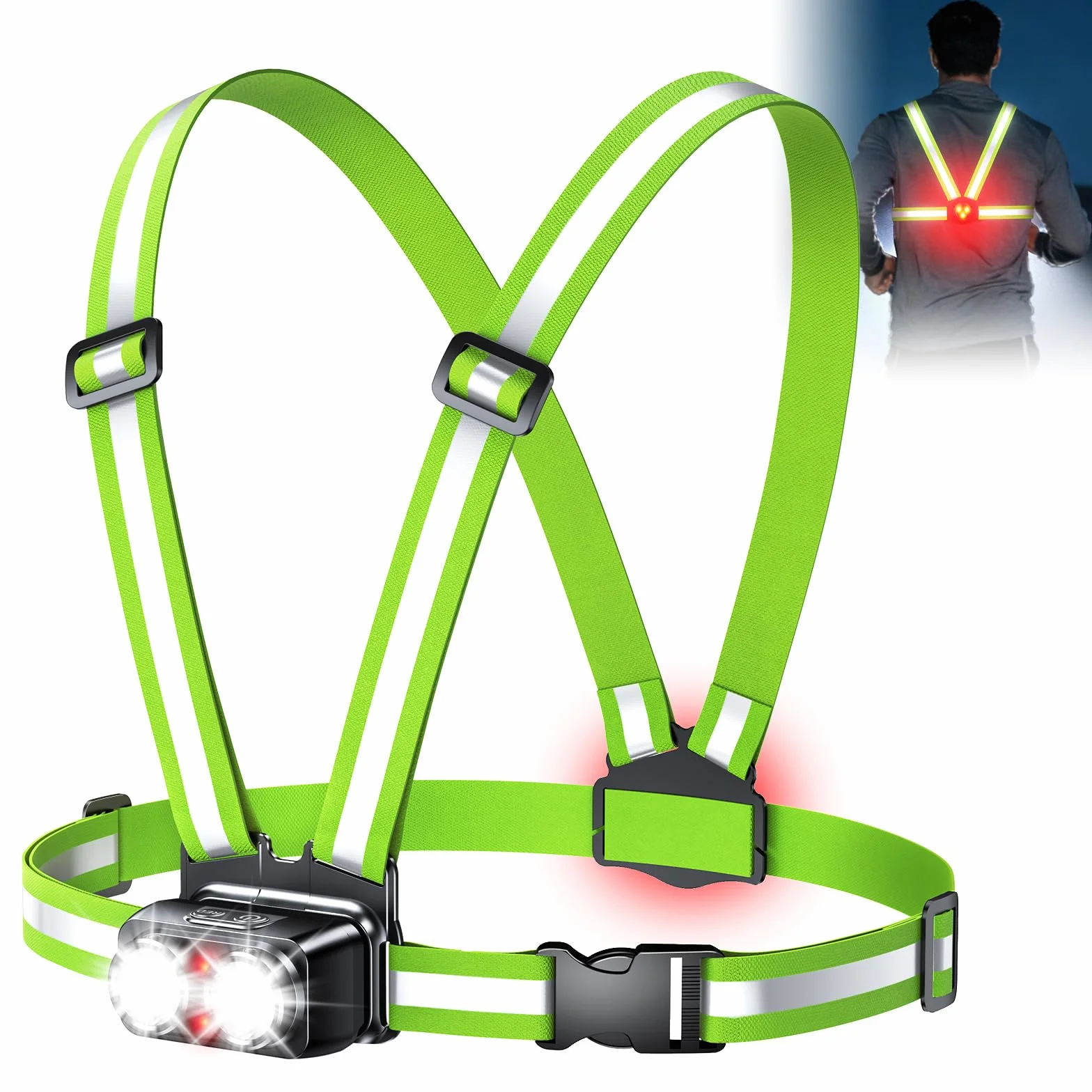 Luce Running 800LM IPX4 Impermeabile 7+2 Modalità Autonomia 4-25 Ore 45° Regolabile per Ciclismo Jogging