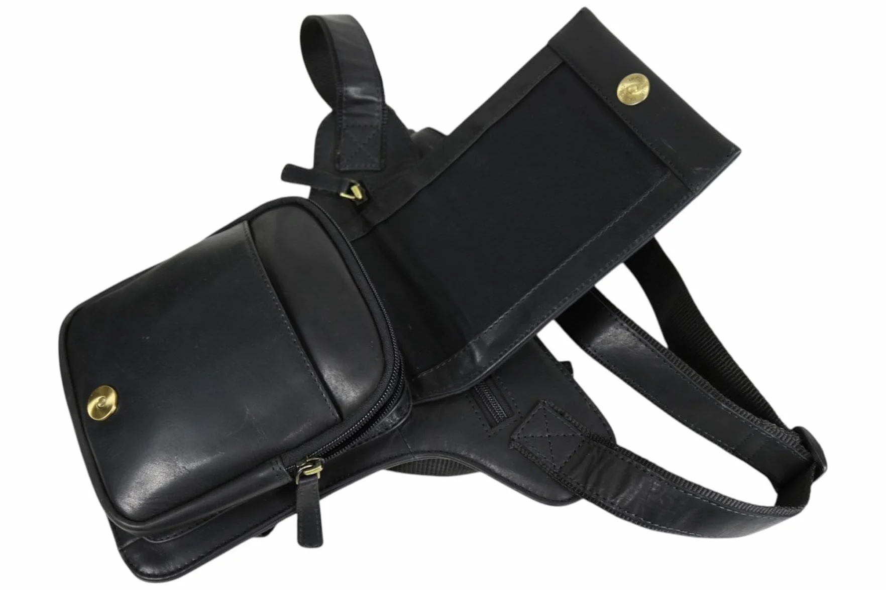 Borsa da gamba moto vera pelle uomo marsupio biker vintage teschio Custom Motorcycle MDM T81 Nero