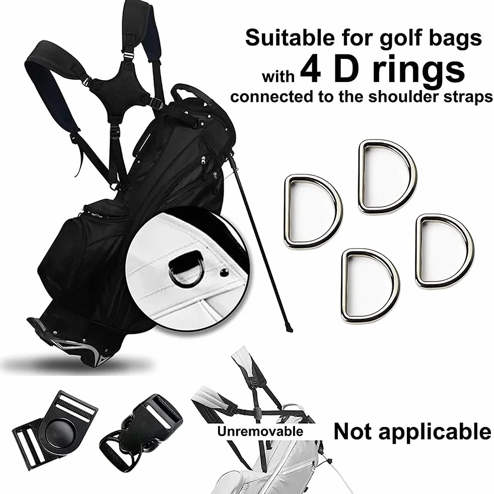 Tracolla per borsa da golf regolabile, nero, accessori ricambio