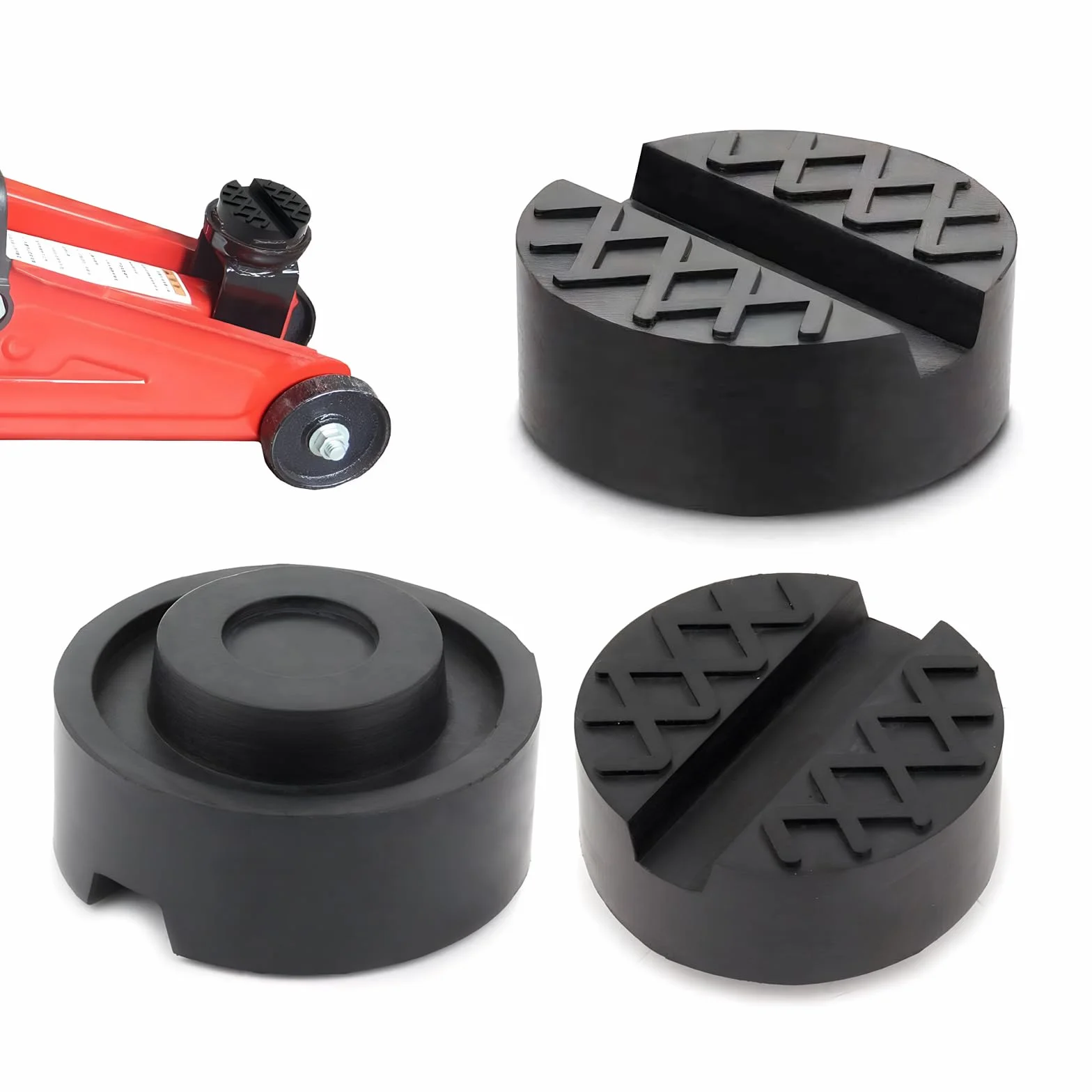2 Pezzi Tampone in Gomma con Scanalatura, Tampone in Gomma per Cric con Scanalatura, con Grazie al Design Antiscivolo, per Trolly e Piattaforme di Sollevamento