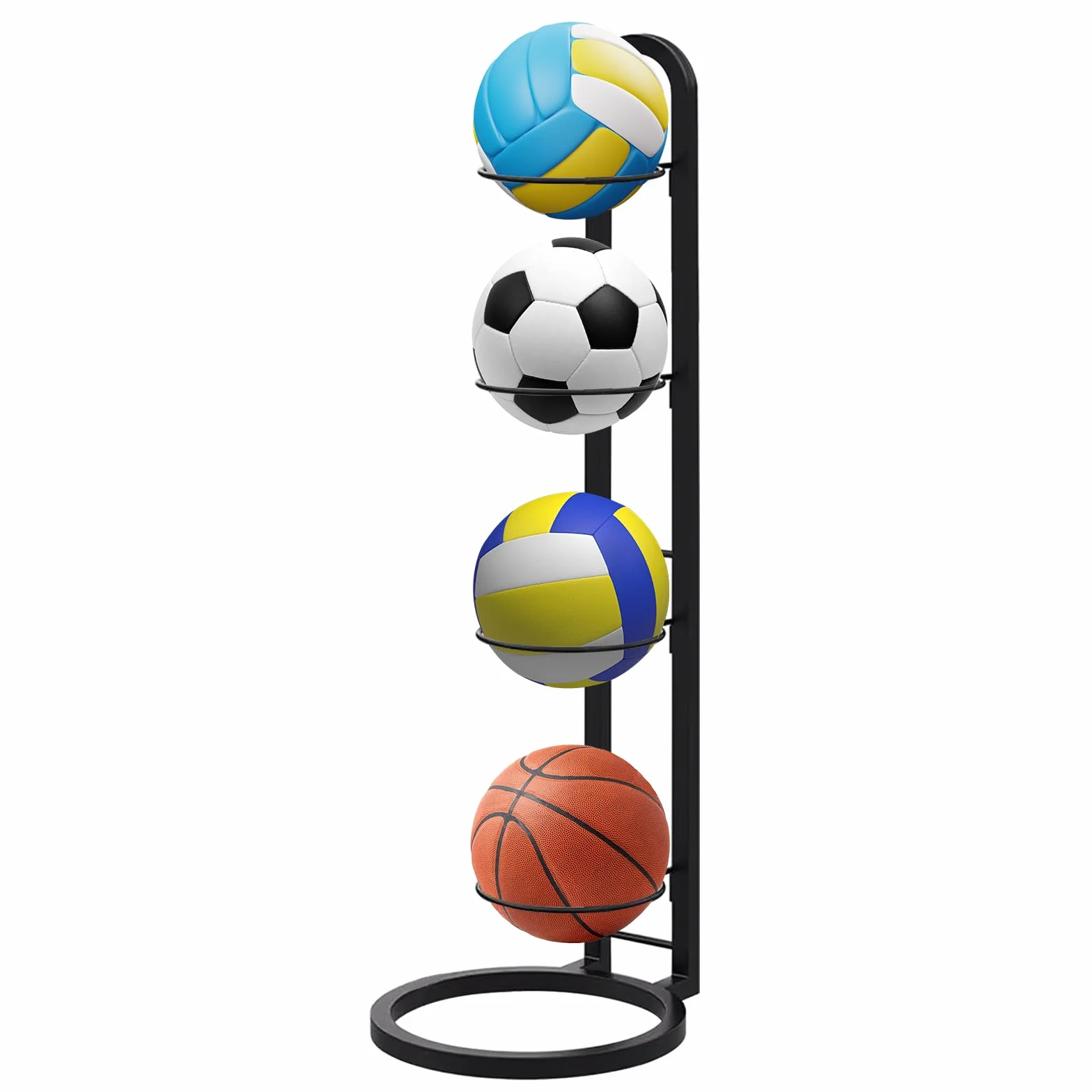 Rastrelliera da Basket Verticale Porta Palloni Scaffale Stoccaggio Rimovibile per Canestro Rugby Pallavolo Calcio