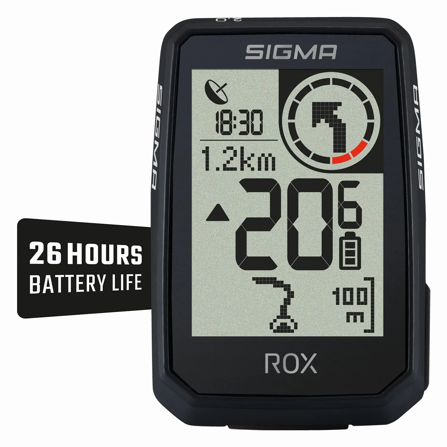 SIGMA ROX 2.0 Endurance Black Computer da bicicletta wireless GPS navigazione 26h Compatibile E-Bike