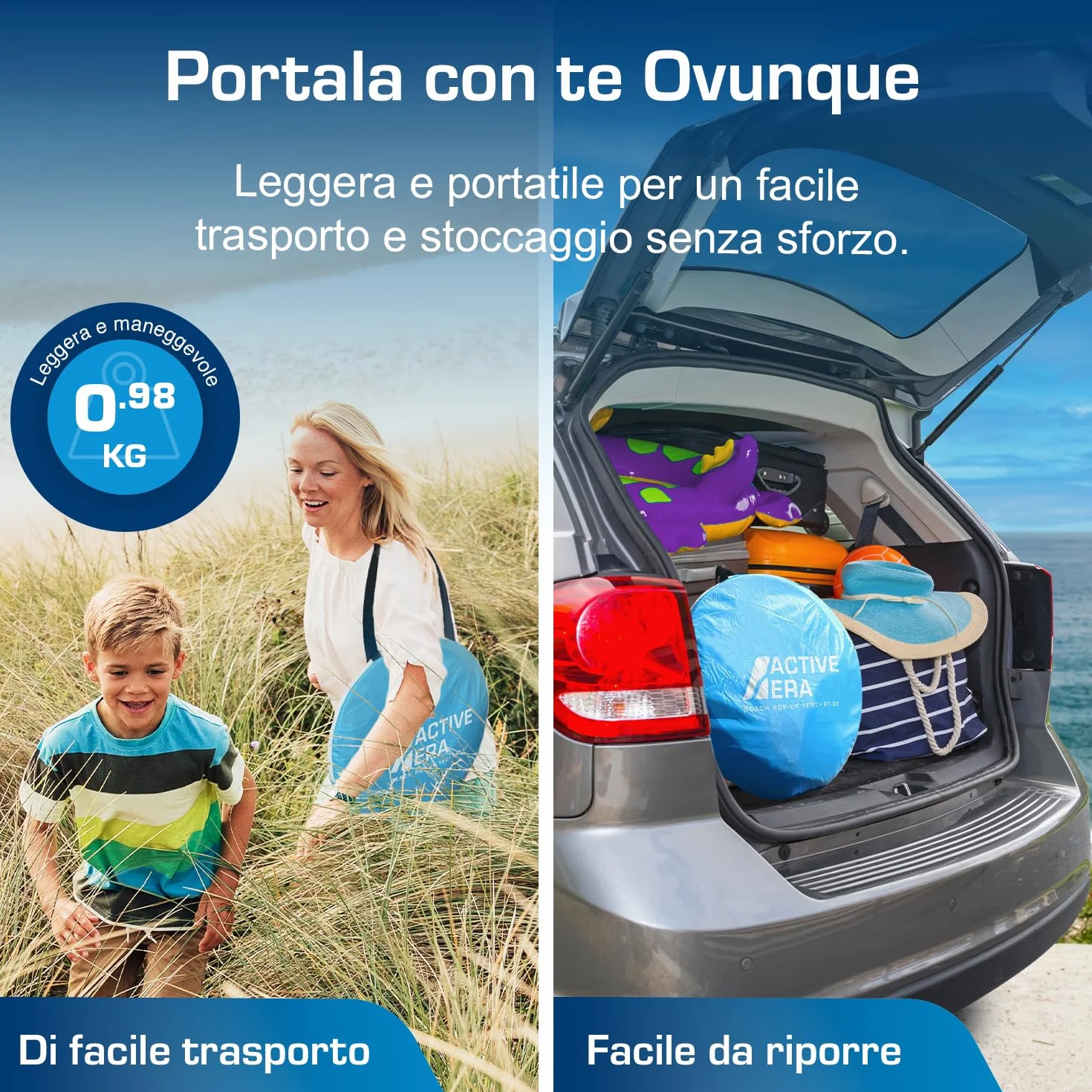 Active Era Tenda da Spiaggia Automontante istantanea - Protezione Solare UPF 50+ Dai Raggi UV - Include Custodia per il Trasporto e Picchetti