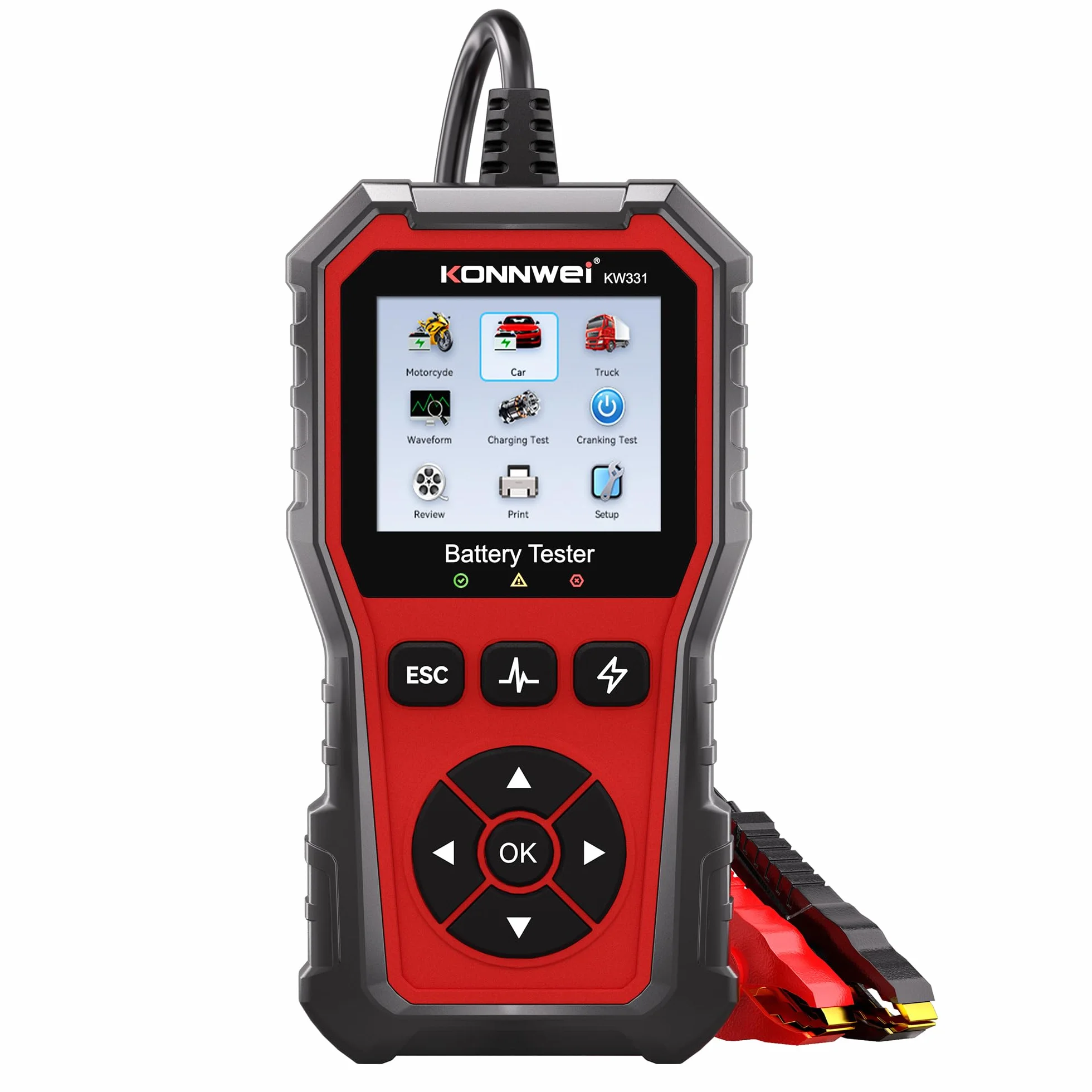 KONNWEI KW331 Tester per Batterie Auto 100-2000 CCA con Stampa Cloud 6V 12V 24V AGM Litio Gel Analizzatore Digitale Alternatore Automobilistico Sistema di Avviamento e Carica