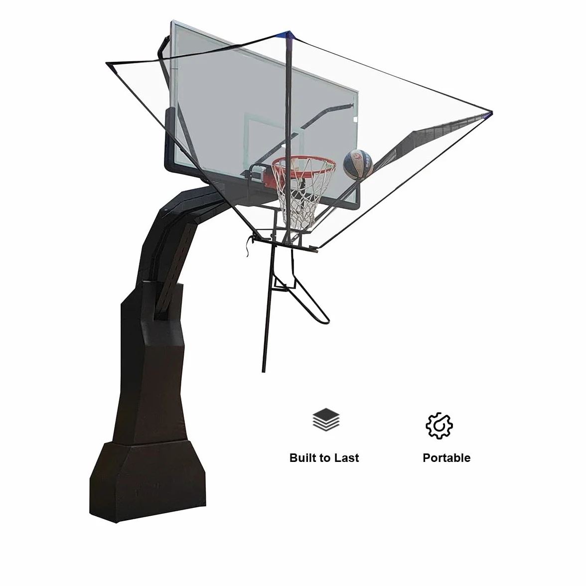 Trainer Lancio Basket con Sistema di Ritorno a Rete, Canale Giratorio 180°, Dispositivo Portatile