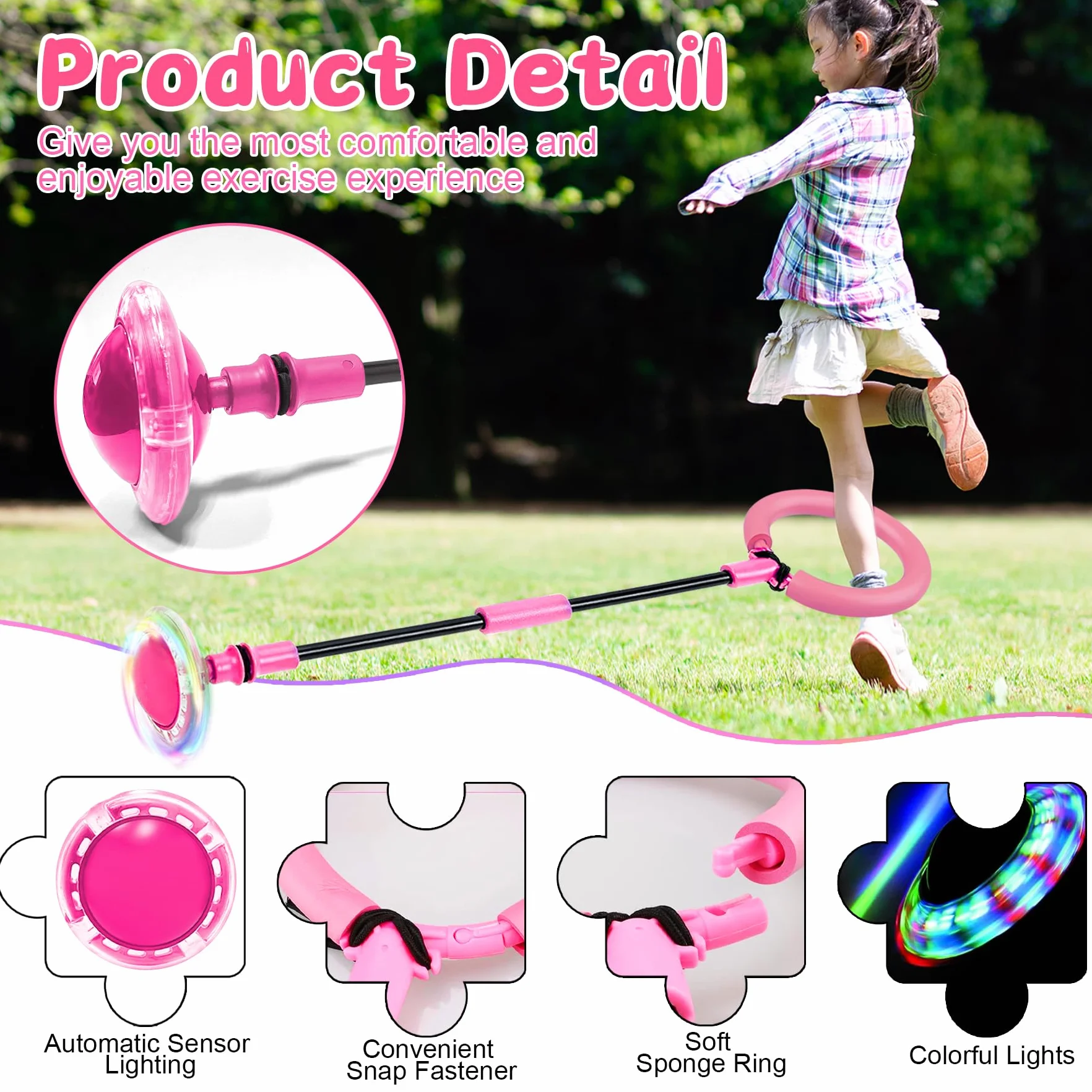 Palla per Caviglia con Luce LED Lampeggiante per Bambini - Rosa