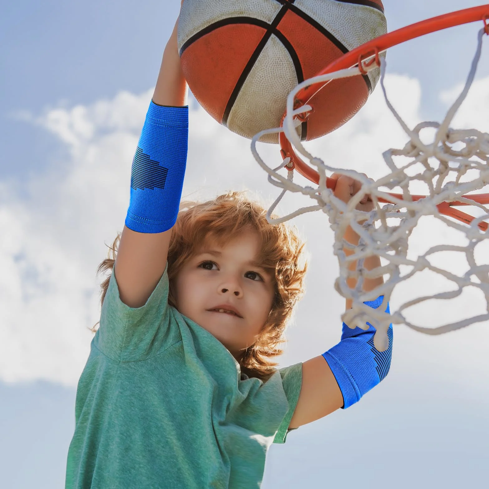 Sibba 2 Paia Gomito Bambini Compressione Palestra Braccio Traspirante Pallavolo Basket Tennis Sollevamento Pesi Sport