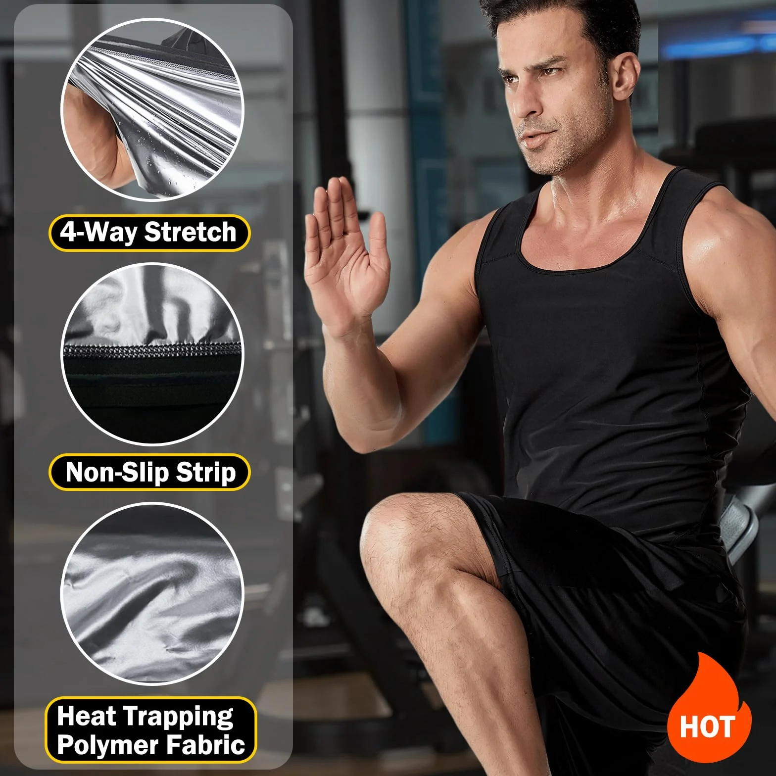 Canotta Sauna Uomo Dimagrante Tuta Caldo Intrappolamento Calore Perdita Peso Corsa Shapewear Gilet Fitness Allenamento