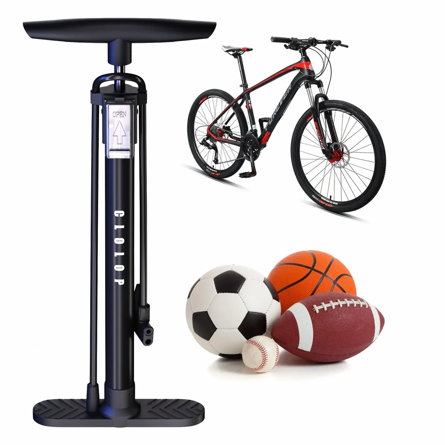 CLOLOP Pompa per Bicicletta con Manometro per Presta e Schrader MTB Bici da Corsa