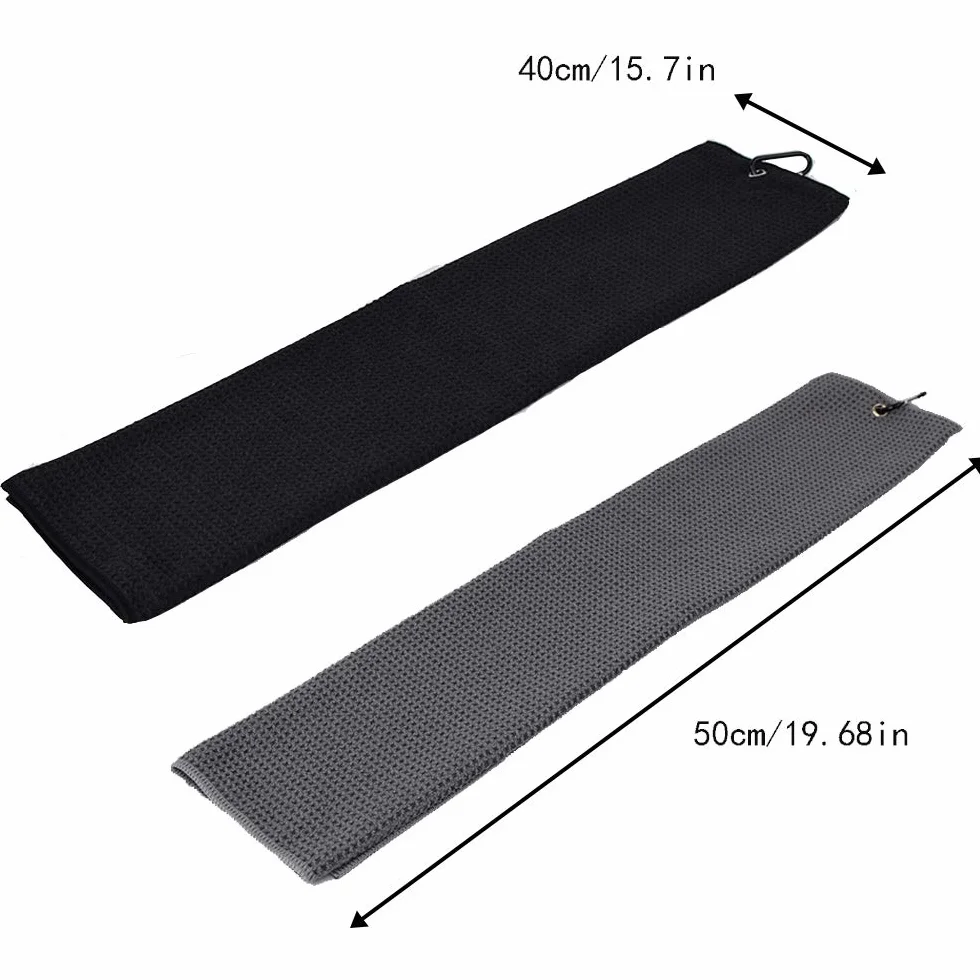 Asciugamano Sport Golf 2 Pezzi Microfibra 50x40 cm Grigio e Nero