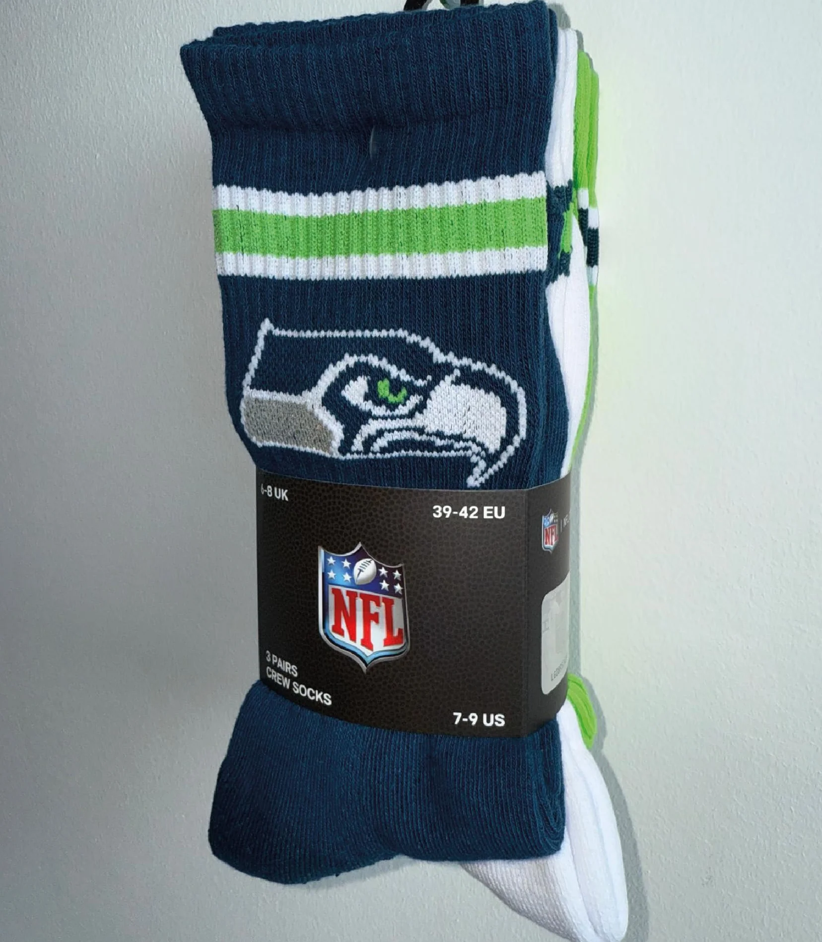 NFL Seattle Seahawks 3-teilige Rundhalssocken NNY/WHT/GRN 43/46