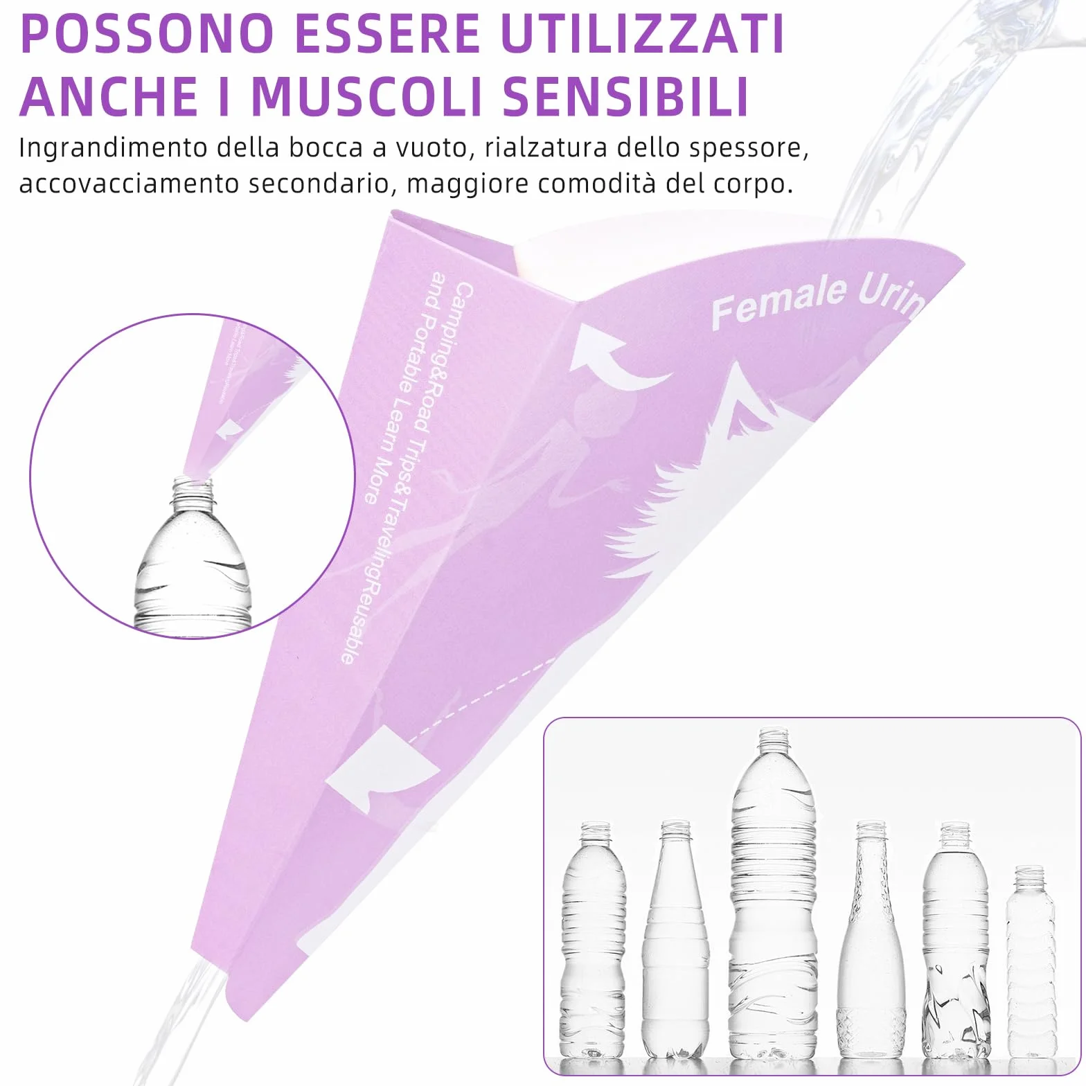 Pipilotta Femminile Urinella per Donne 30 Pezzi Coni per Pipi USA e Getta da Viaggio Campingklo