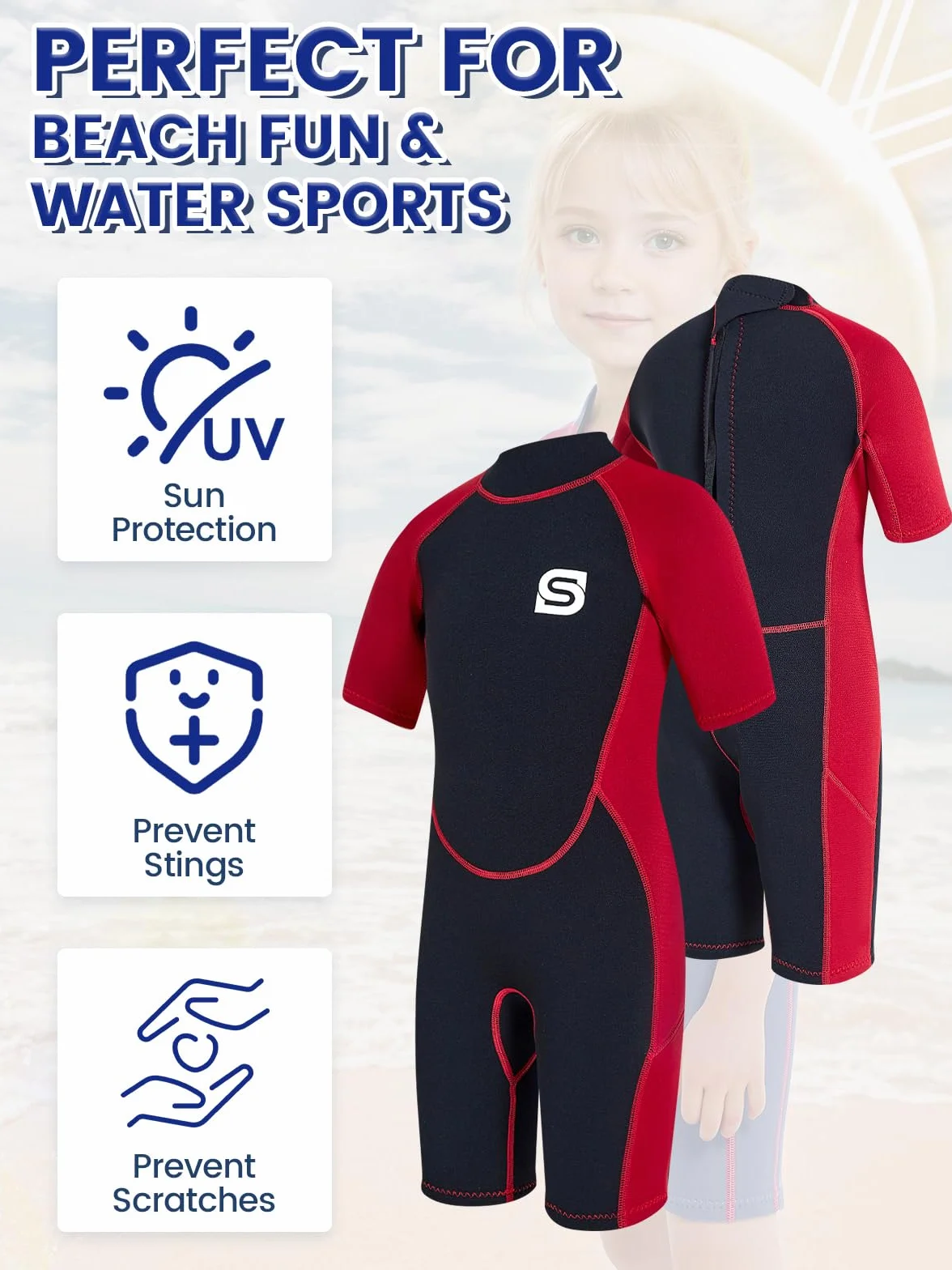 Muta termica in neoprene per bambini 2,5 mm per nuoto immersioni surf protezione UV