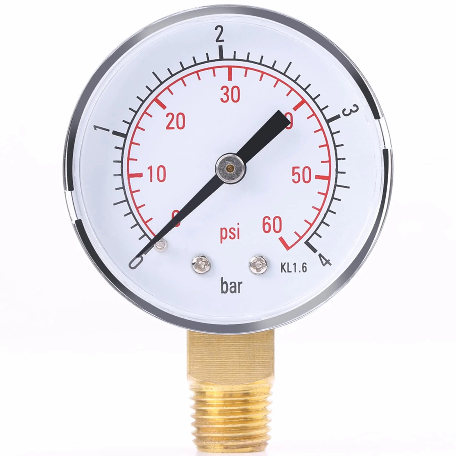 Estink Manometro di Pressione Idraulico, 50 mm, 0-4 bar/0-60 psi, 1/4" NPT, per Aria Olio Acqua