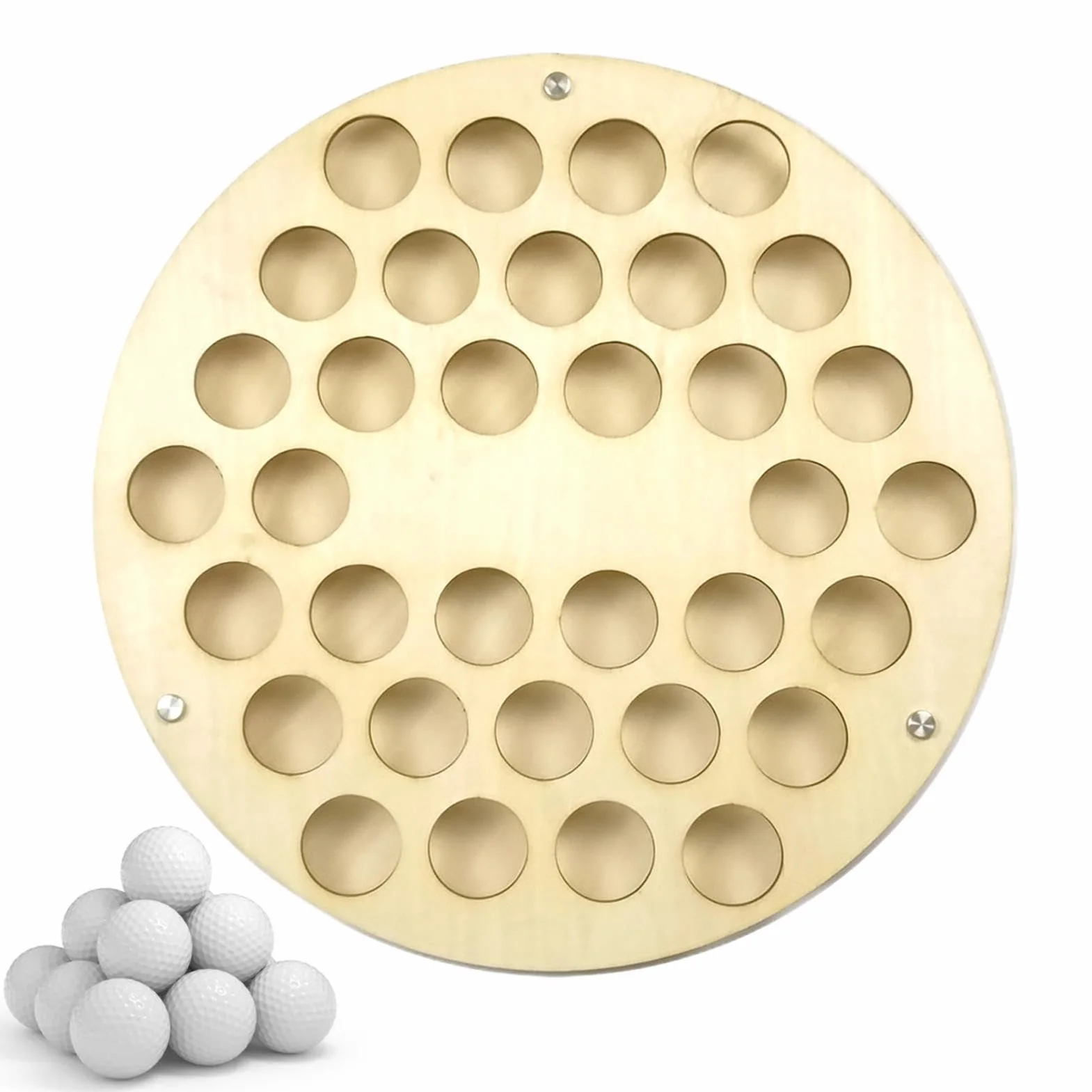 Mensola per Palline da Golf a Parete 34 Fori - Espositore in Legno per Collezione, Bar, Ufficio