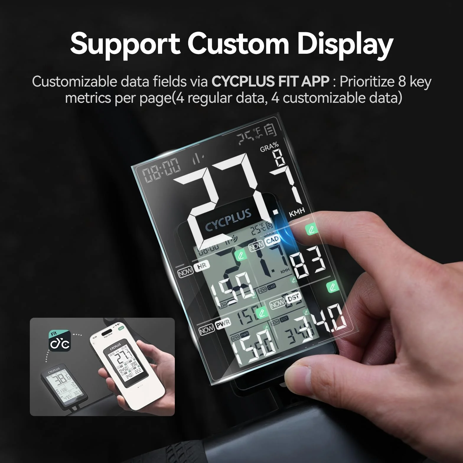 CYCPLUS ANT+ Computer per bicicletta GPS wireless, schermo LCD 2,8 pollici, batteria 100 ore, tachimetro retroilluminazione automatica
