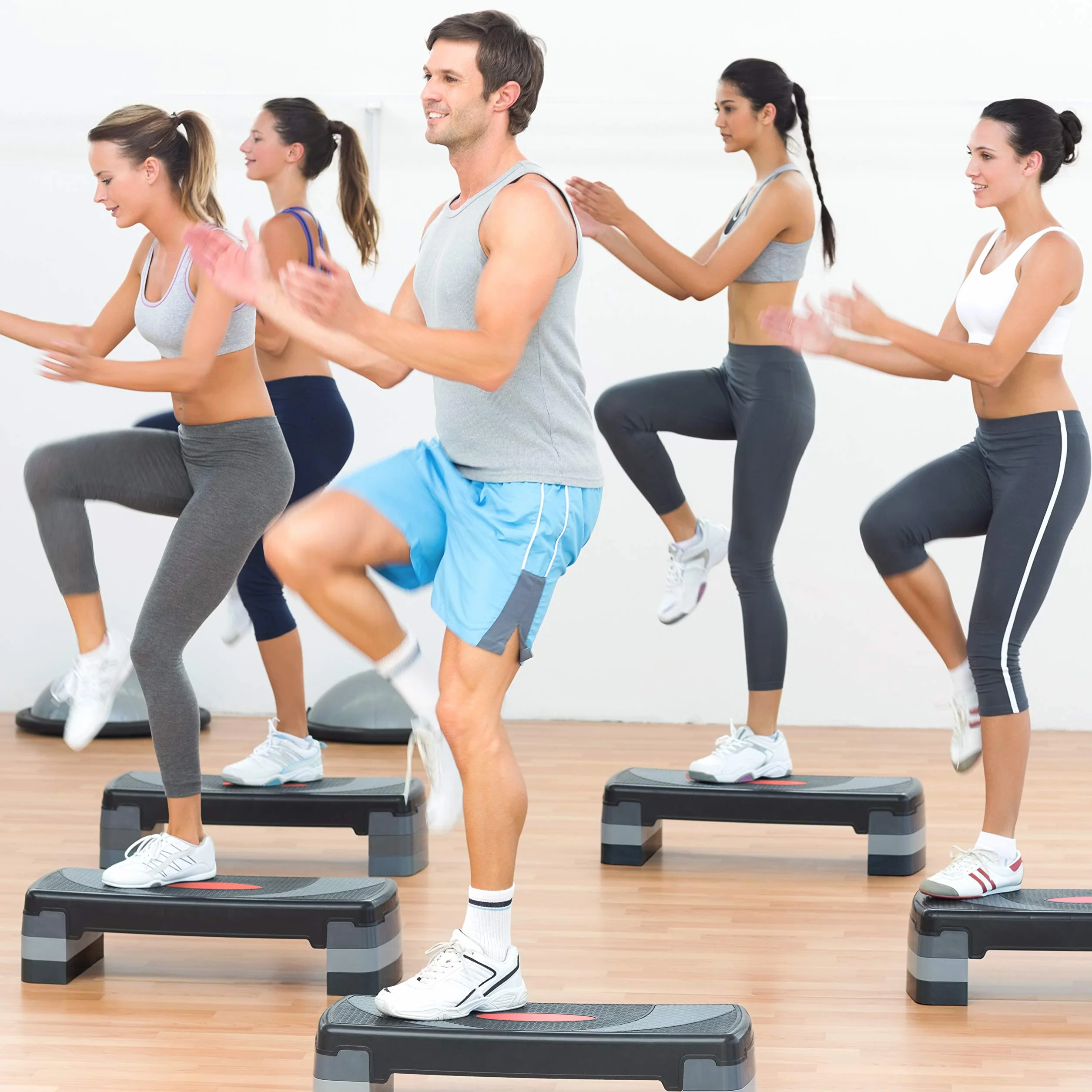 POWRX Step fitness aerobica XL 78 x 29 cm Stepper regolabile antiscivolo Nero Grigio
