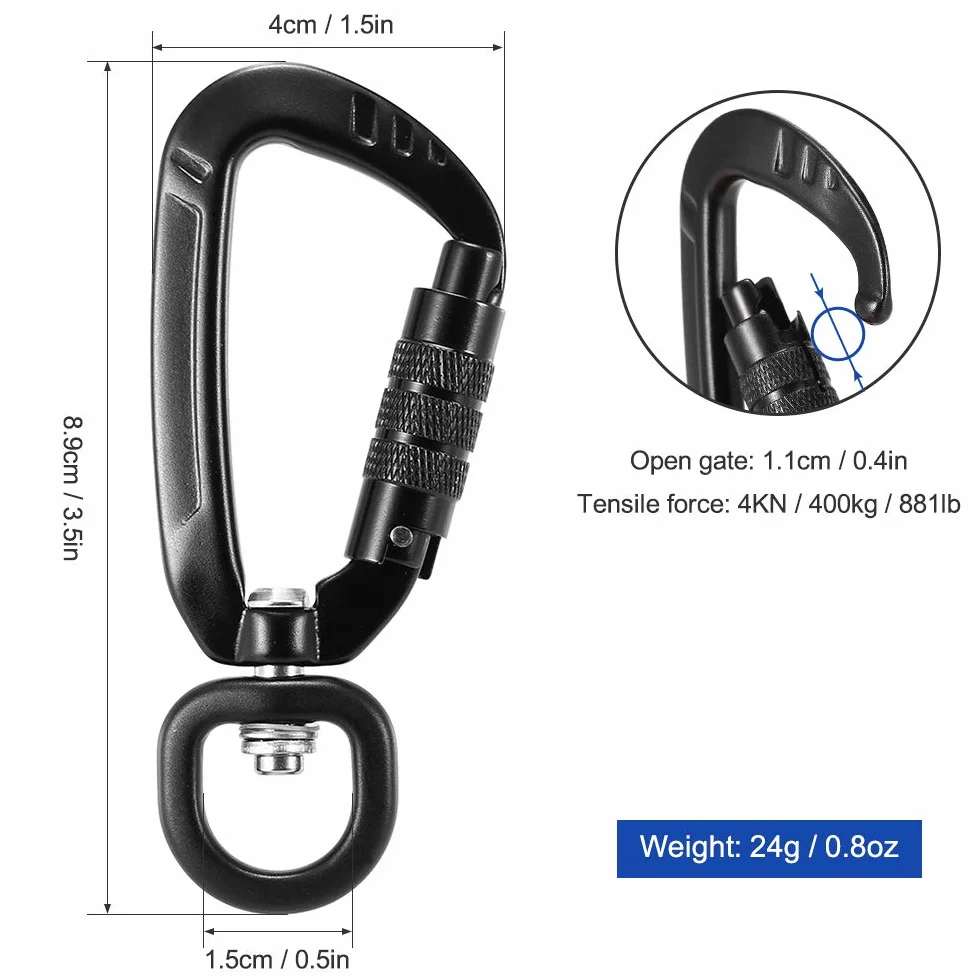 Moschettone girevole 360° con bloccaggio automatico 4KN 2 pz
