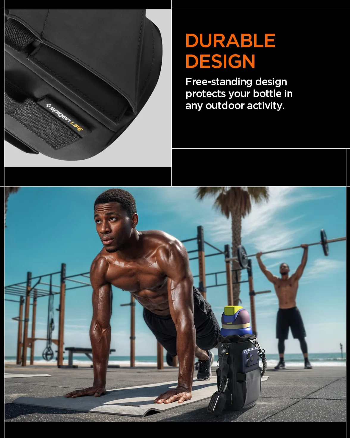 Spigen Life LF500 Borsa Magnetica Palestra Porta Bottiglia d'Acqua Magnetico Gym Accessori Fitness Tumbler Bag Nero