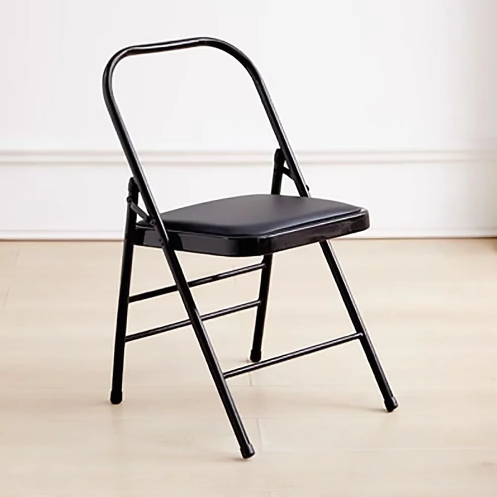Sedia Yoga Iyengar Design a Doppia Trave Sedia Yoga Pilates Sedia Yoga Pieghevole Sedia Yoga Senza Schienale con poggiapiedi Antiscivolo Sedia Yoga Portatile Sedia Yoga per Adulti,Black