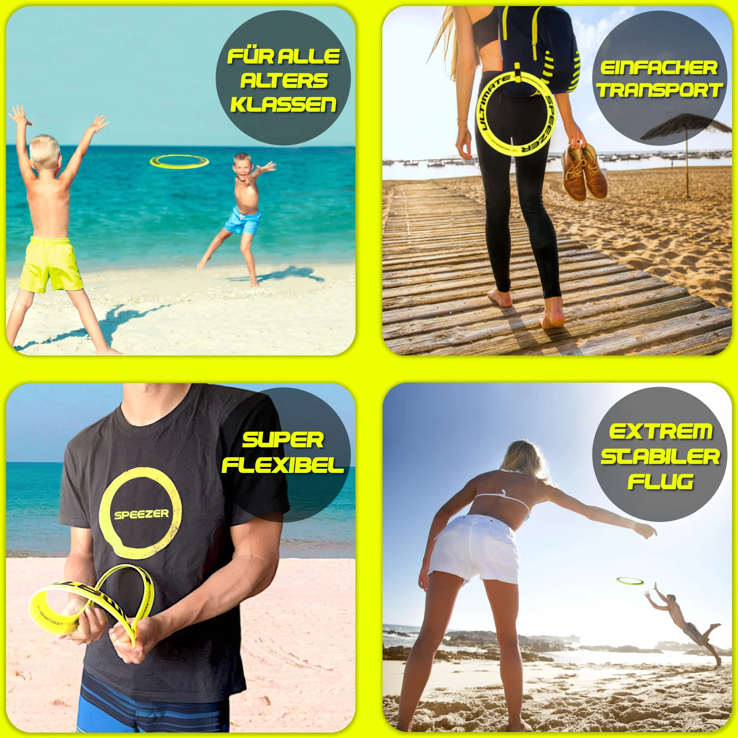 SPEEZER® Ringo da lancio giallo neon 33 cm diametro - gioco all'aperto portata 400 m