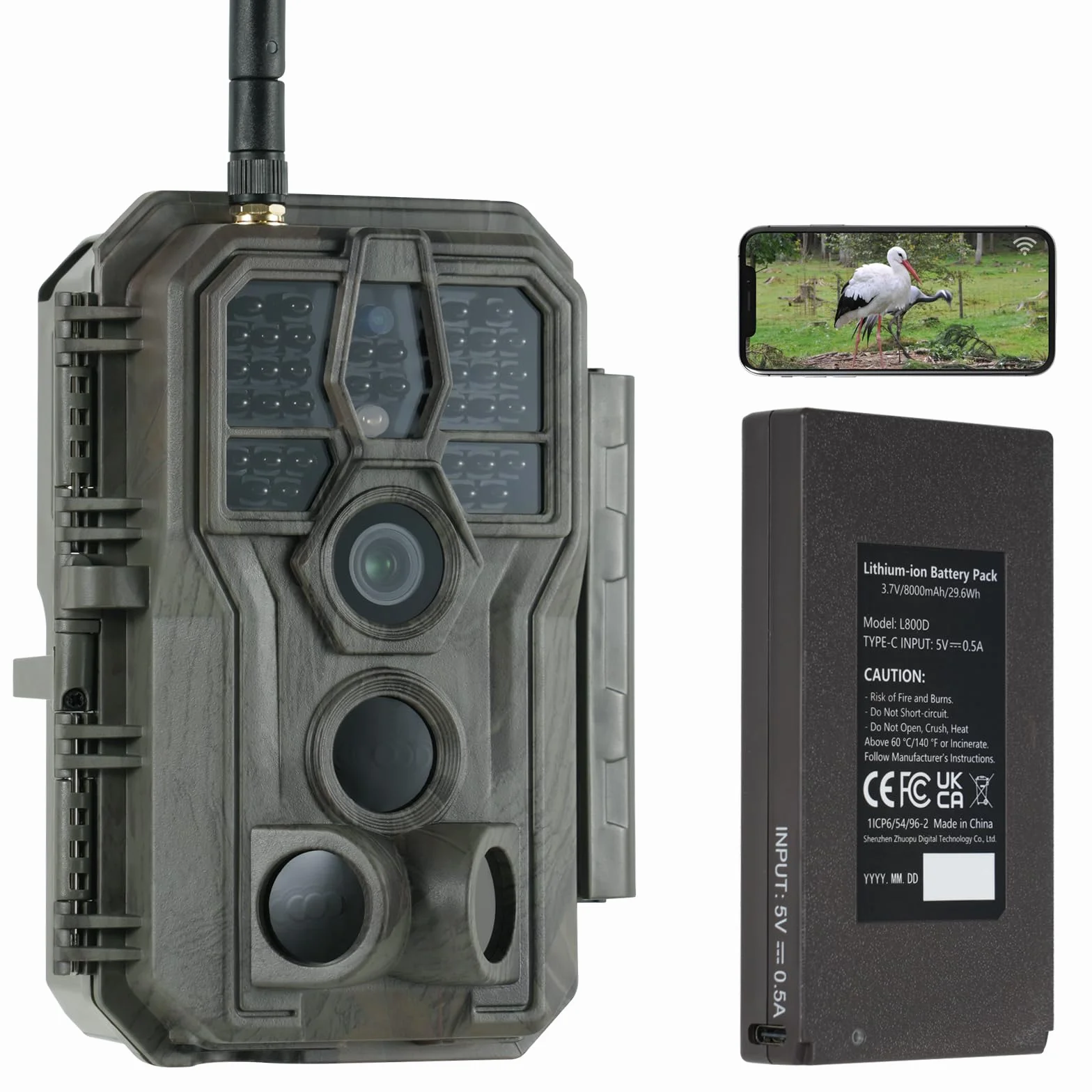 GardePro E8P Fotocamera da Caccia WIFI 8000mAh 64MP 1296P Visione Notturna