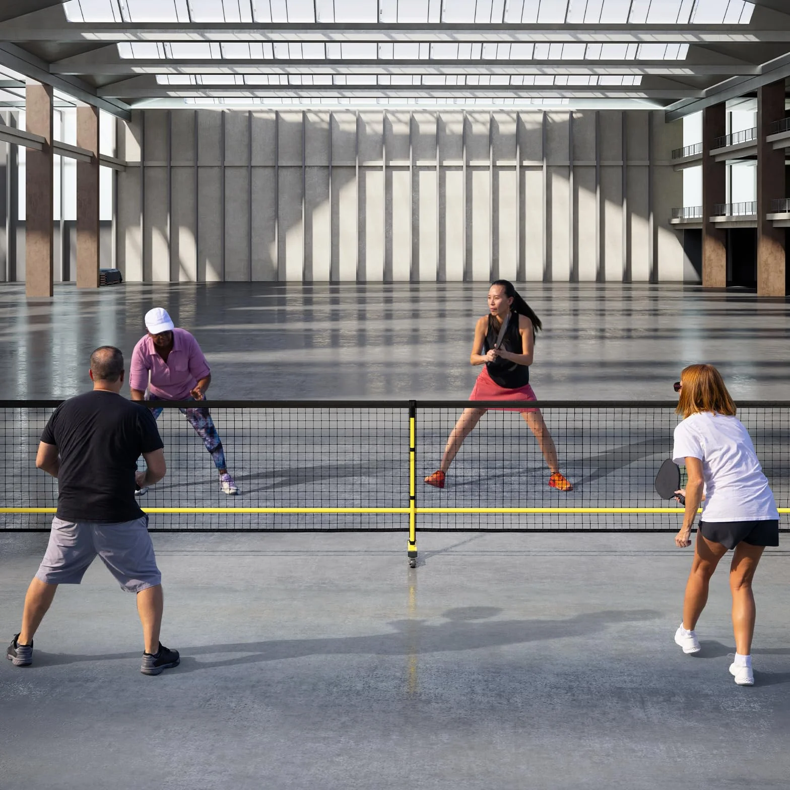 COSTWAY Rete Pickleball Portatile 6,7 m con Ruote, Telaio in Metallo e Borsa da Trasporto, per Badminton e Allenamento Multifunzionale