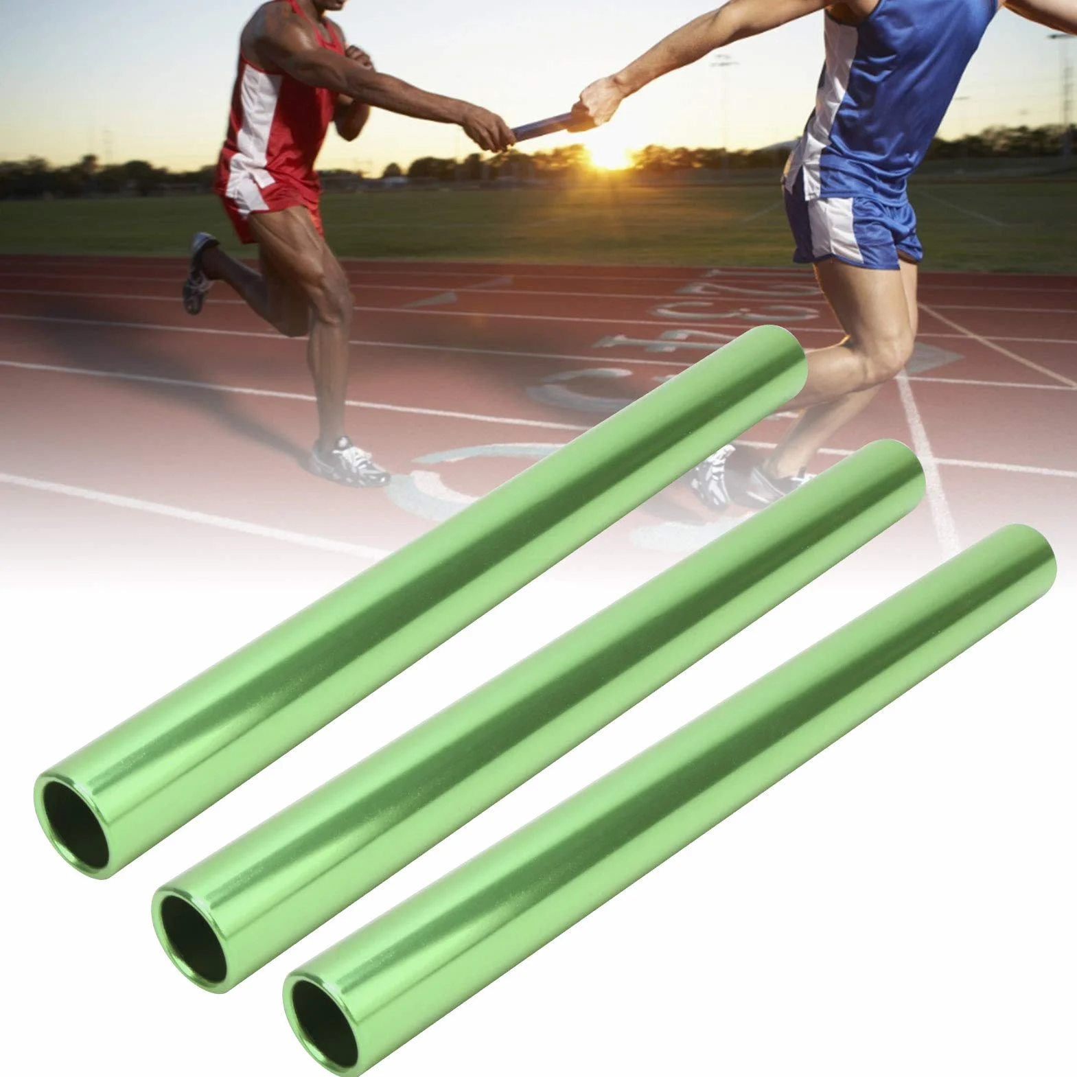 Bastoni per Staffetta Atletica Leggera in Alluminio, Corsa di Gara (Green)