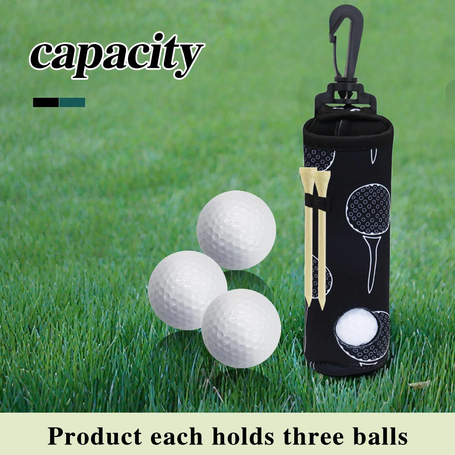 AfitLulu Borsa da golf impermeabile leggera con fibbia a clip per 3 palline