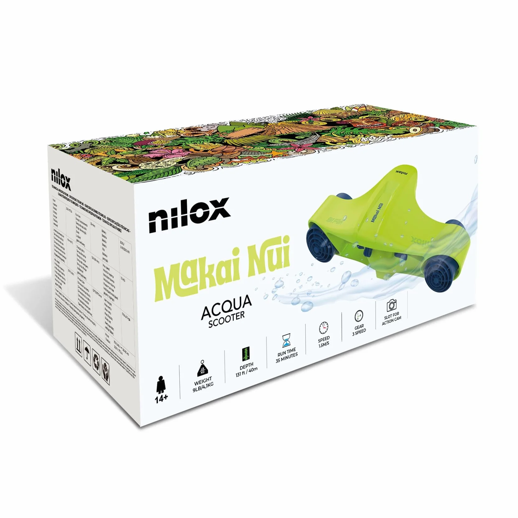 Nilox Scooter Subacqueo Elettrico 40m 35min 3 Rapporti Giallo