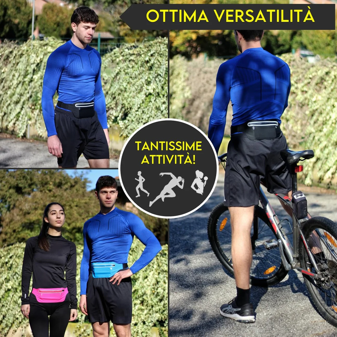 FLUO Marsupio Corsa Uomo Donna Porta Cellulare Cintura Running Riflettente Sport